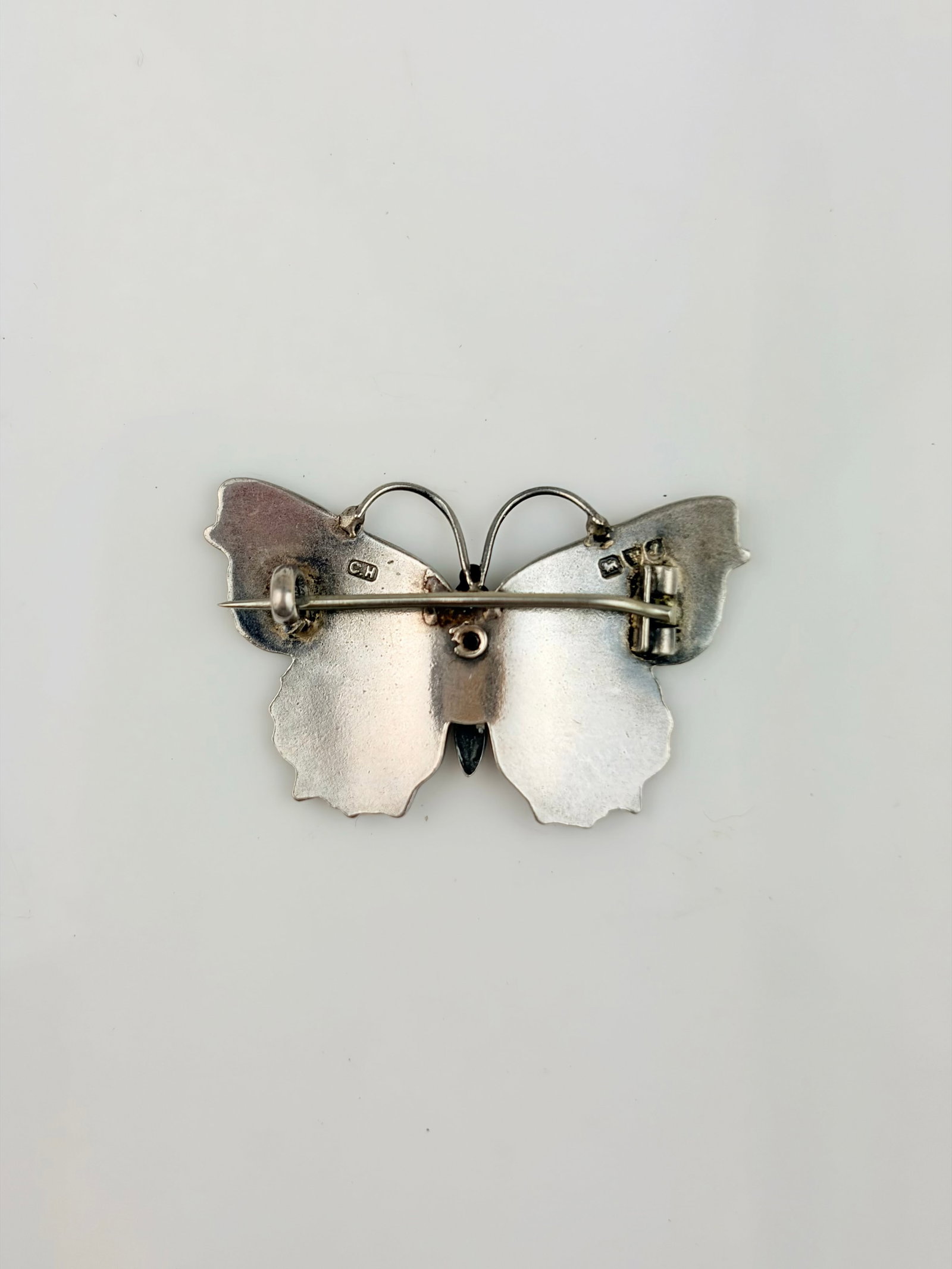 SWEET CHARLES HORNER SILVER ENAMEL BUTTERFLY BROOCH - 2