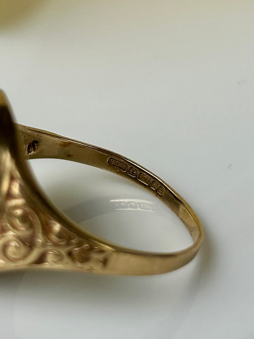 Vintage Carved Onyx Roman Intaglio Ring in 9ct Gold - 4