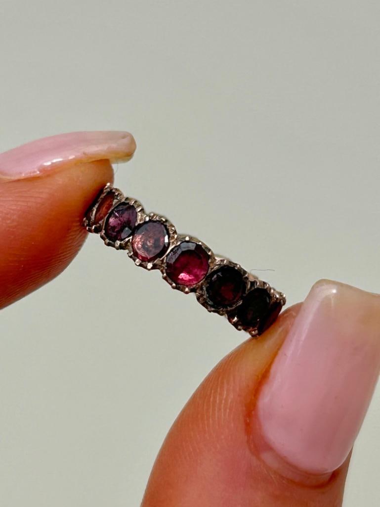 Georgian Flat Cut Garnet Full Eternity Band Ring in Gold (1 of 6)