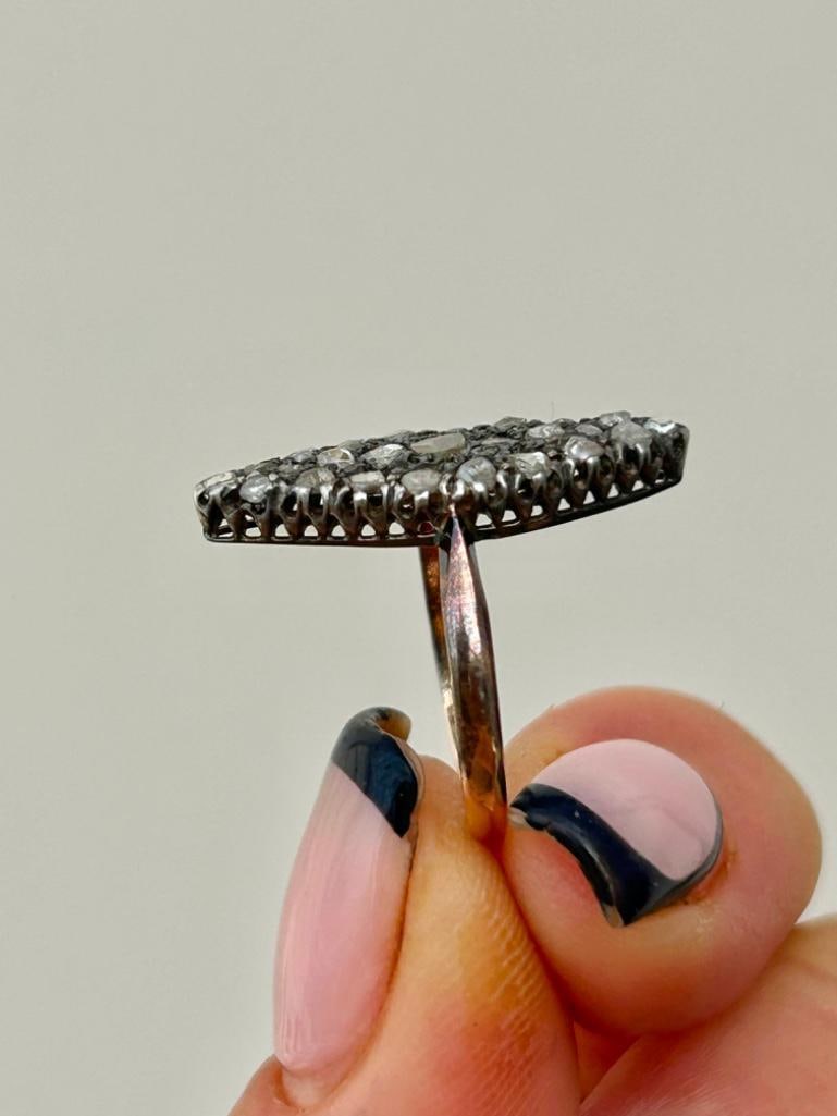 Large Gold Diamond Navette Ring - 4