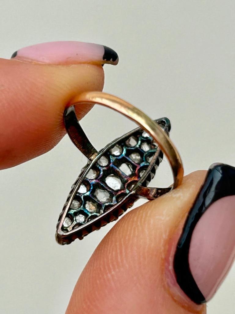 Large Gold Diamond Navette Ring - 5