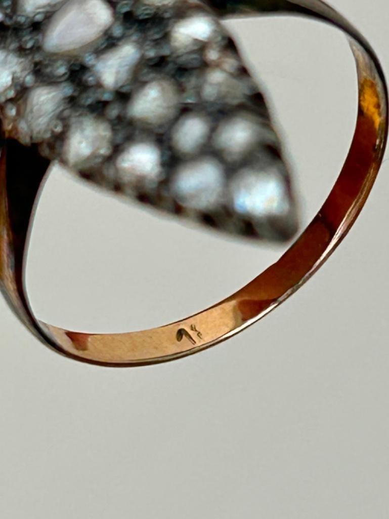 Large Gold Diamond Navette Ring - 6