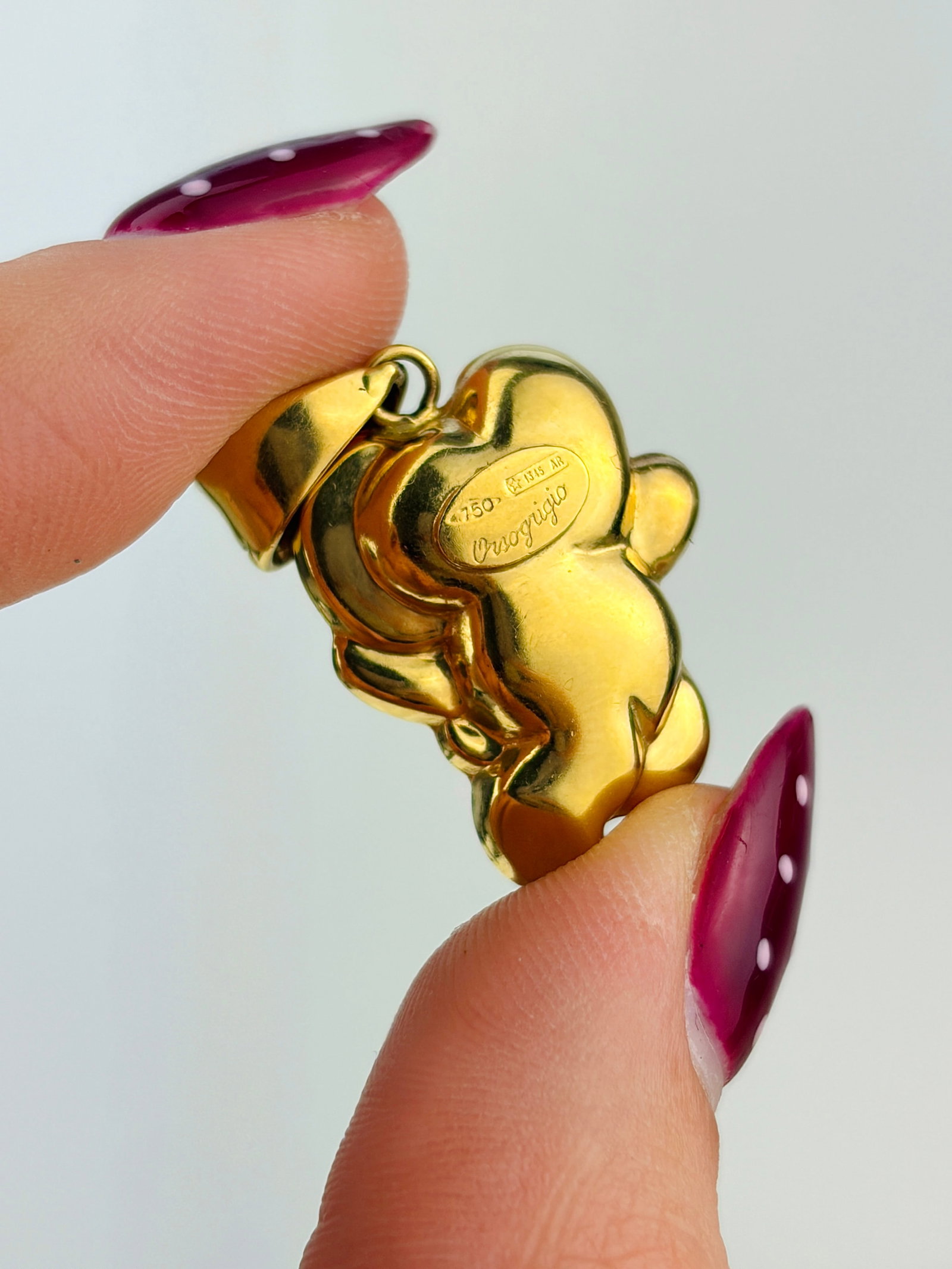 HEAVY 18CT YELLOW GOLD ENAMEL ELEPHANT PENDANT - 3