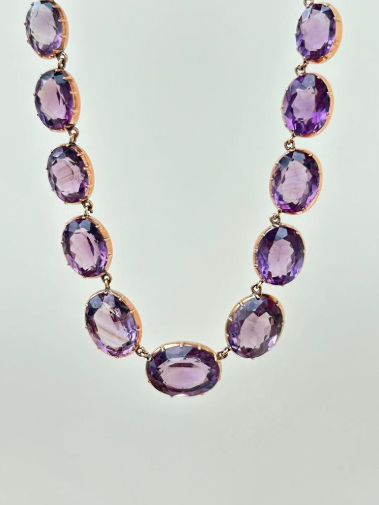 Huge Antique Gold and Amethyst Rivière Necklace: Huge Antique Gold and Amethyst Rivière Necklace the most incredible heavy and chunky amethyst necklace, truly exceptional! measurements length 45.5cm width 14mm weight 42.