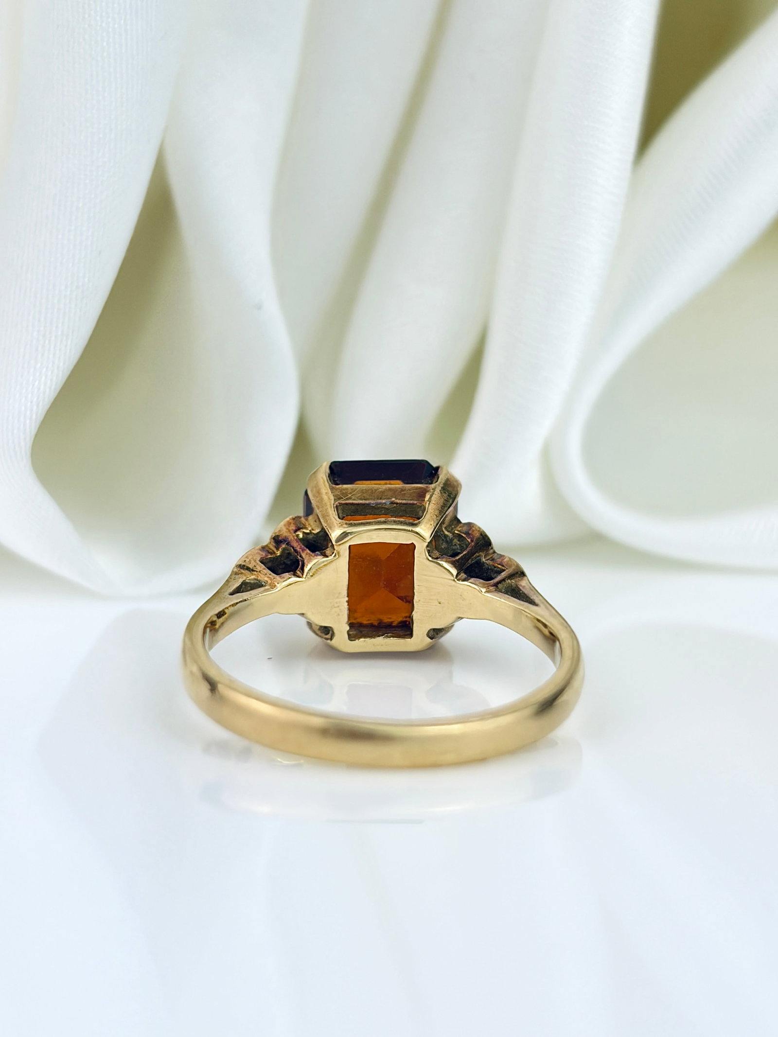 VINTAGE C.1989 18ct YELLOW GOLD FIRE OPAL AND DIAMOND COCKTAIL RING - 3