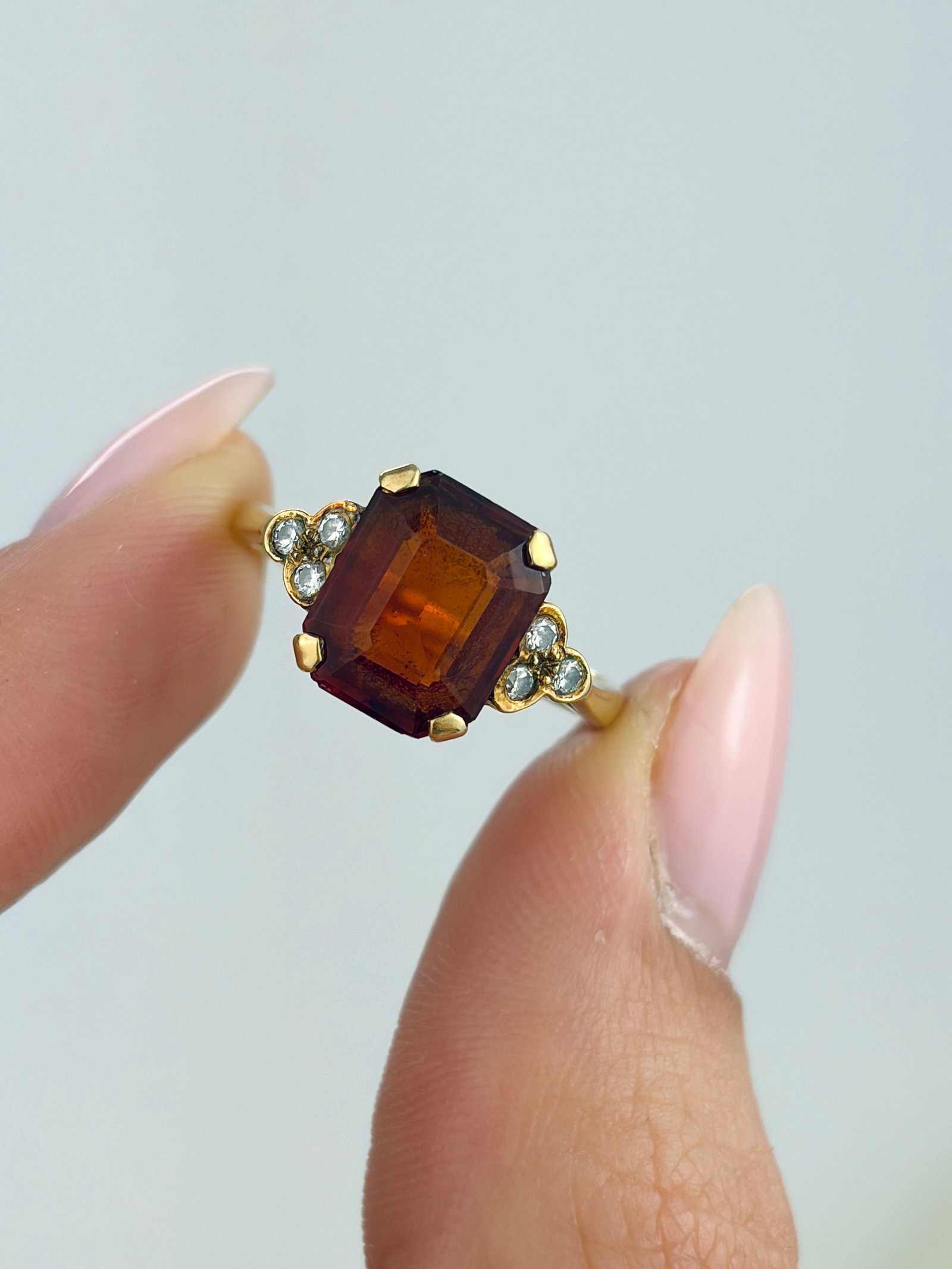 VINTAGE C.1989 18ct YELLOW GOLD FIRE OPAL AND DIAMOND COCKTAIL RING - 5