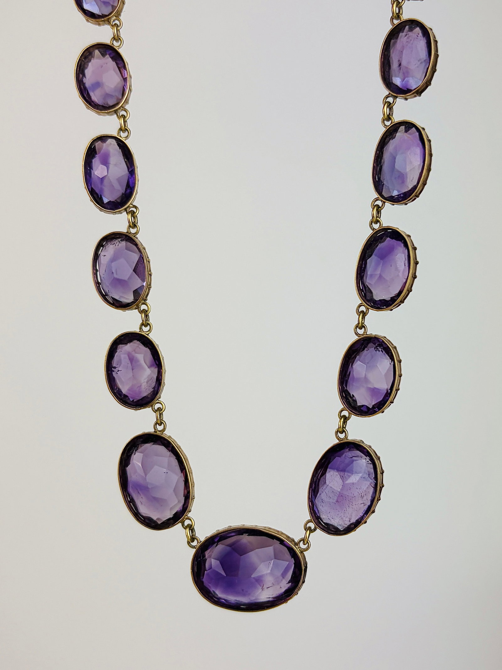 Antique Chunky Gold Amethyst Riviere Necklace - 3