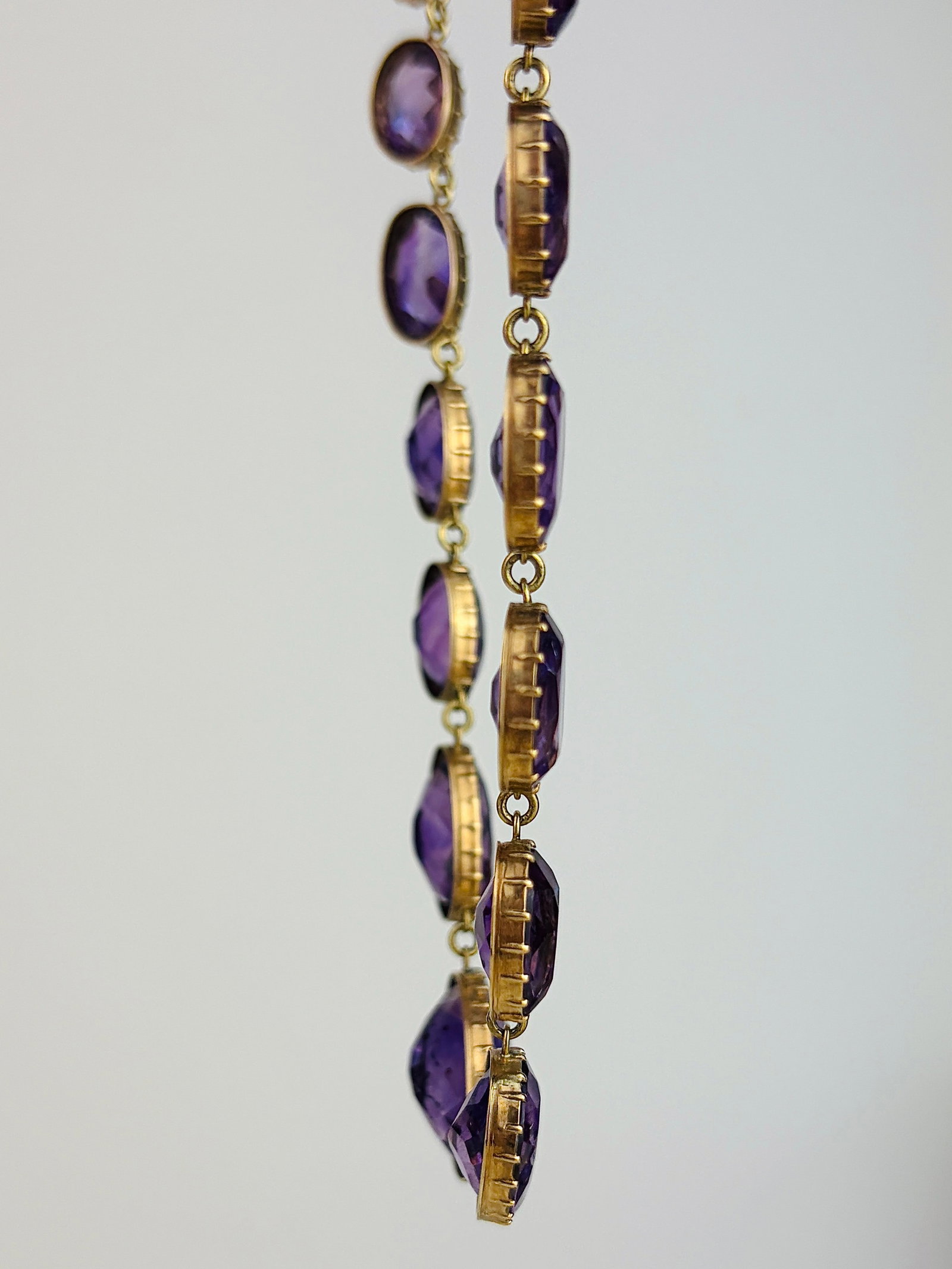 Antique Chunky Gold Amethyst Riviere Necklace - 4