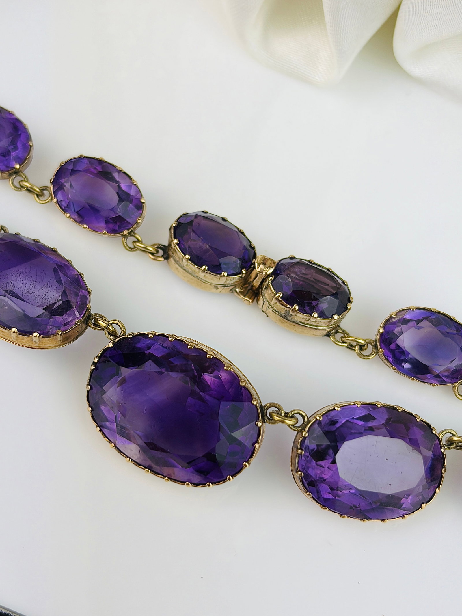 Antique Chunky Gold Amethyst Riviere Necklace - 5