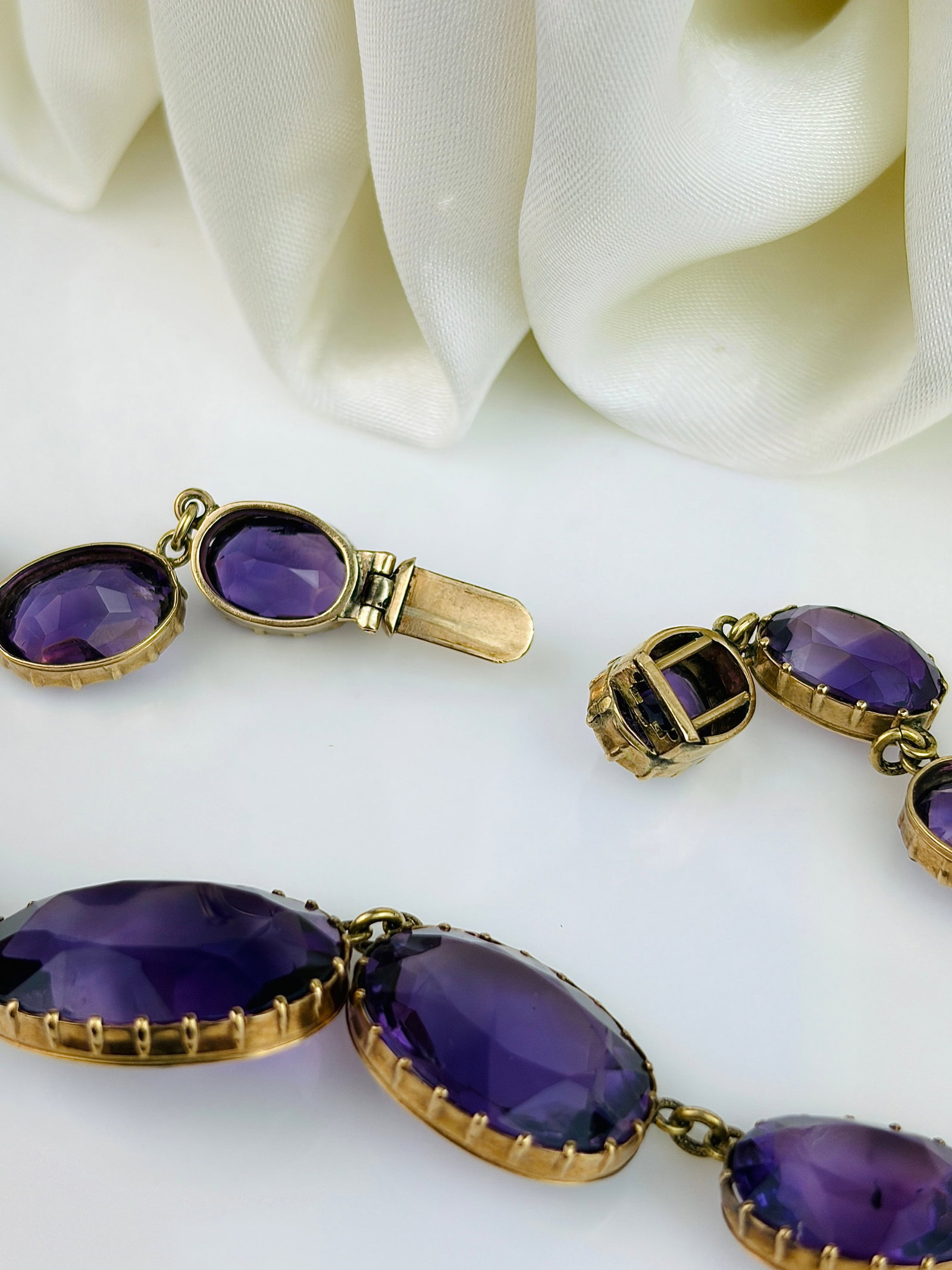 Antique Chunky Gold Amethyst Riviere Necklace - 7