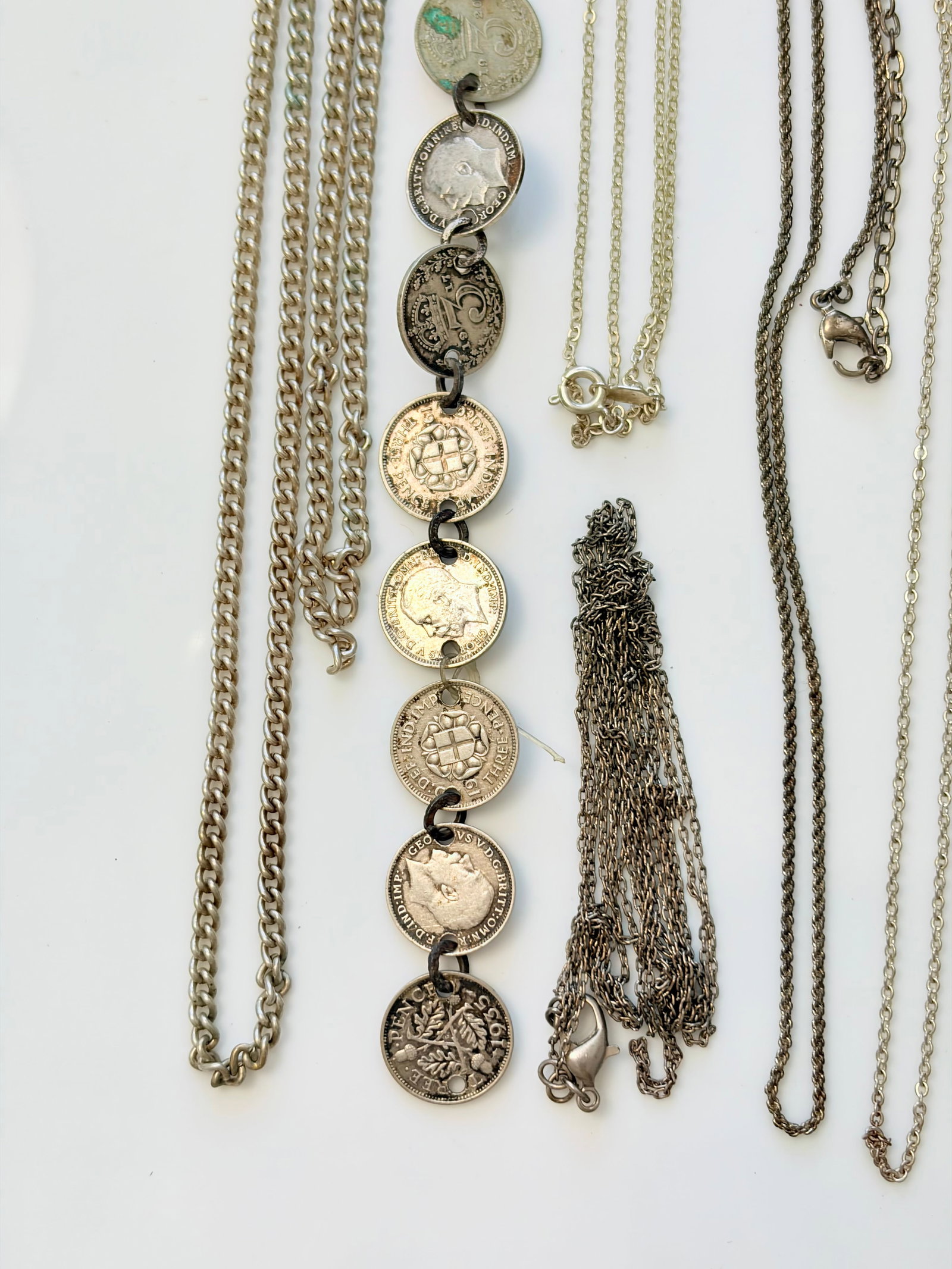 MIXED LOT- SILVER CHAINS ETC - 2