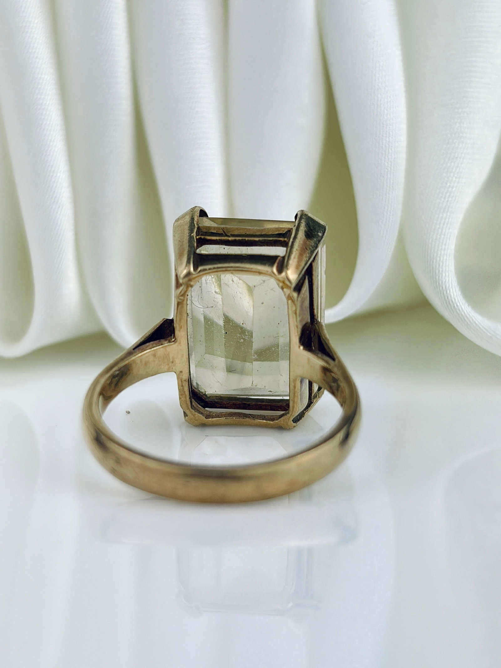 VINTAGE 9CT YELLOW GOLD CITRINE COCKTAIL RING - 3