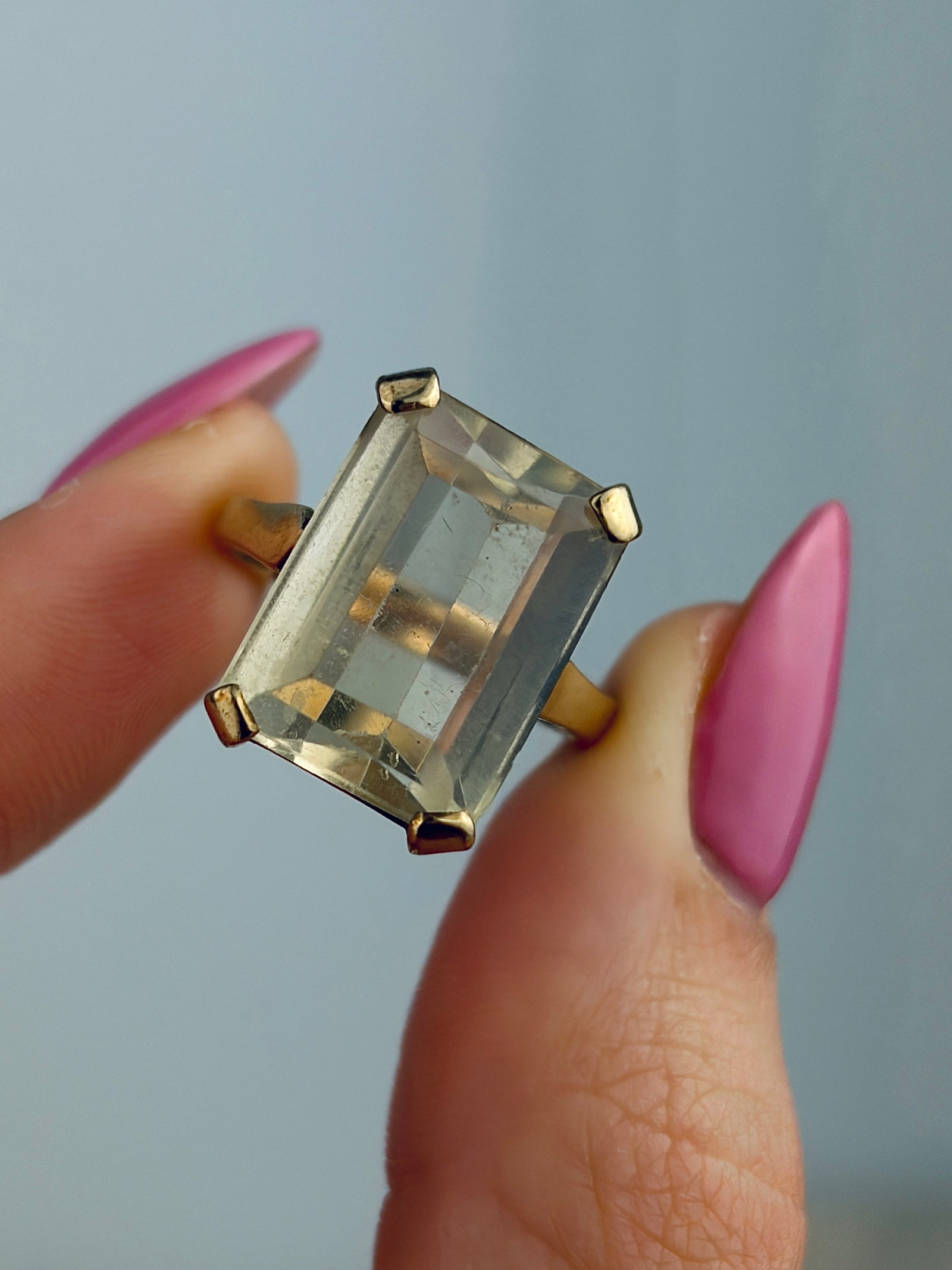 VINTAGE 9CT YELLOW GOLD CITRINE COCKTAIL RING - 5
