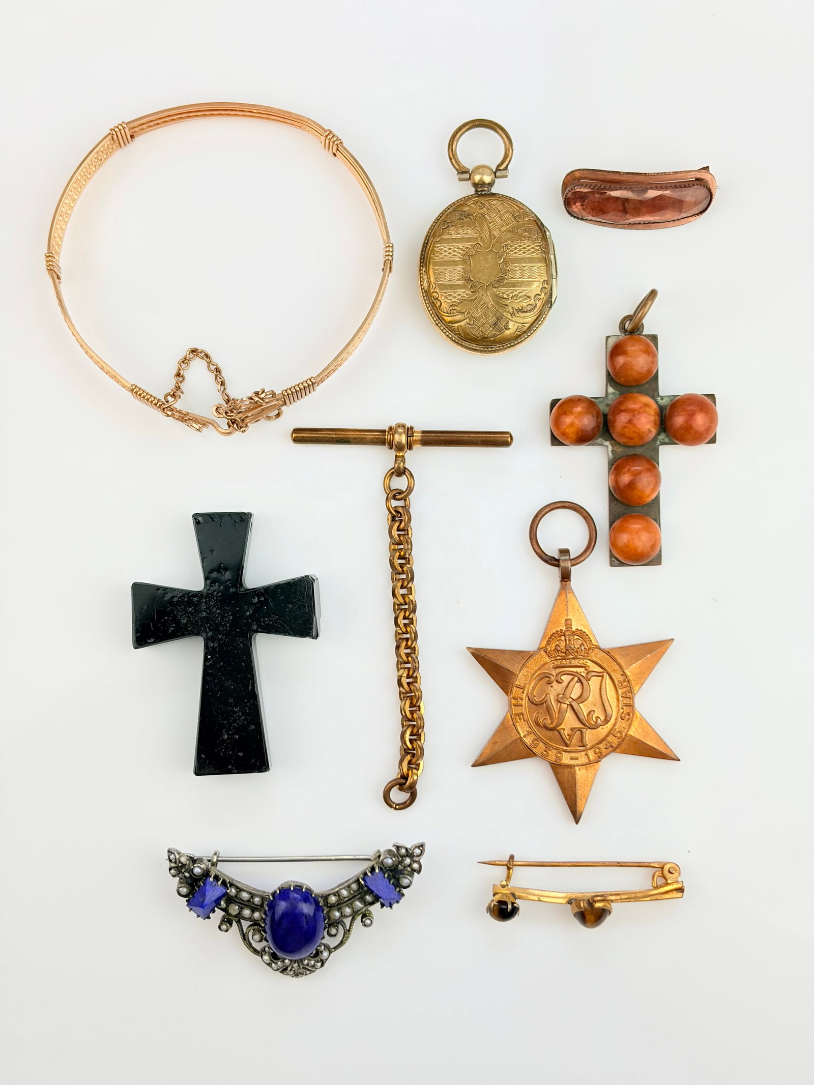 ANTIQUE & VINTAGE MIXED LOT OF JEWELLERY INCLUDING BANGLE, CROSS ETC (1 of 6)