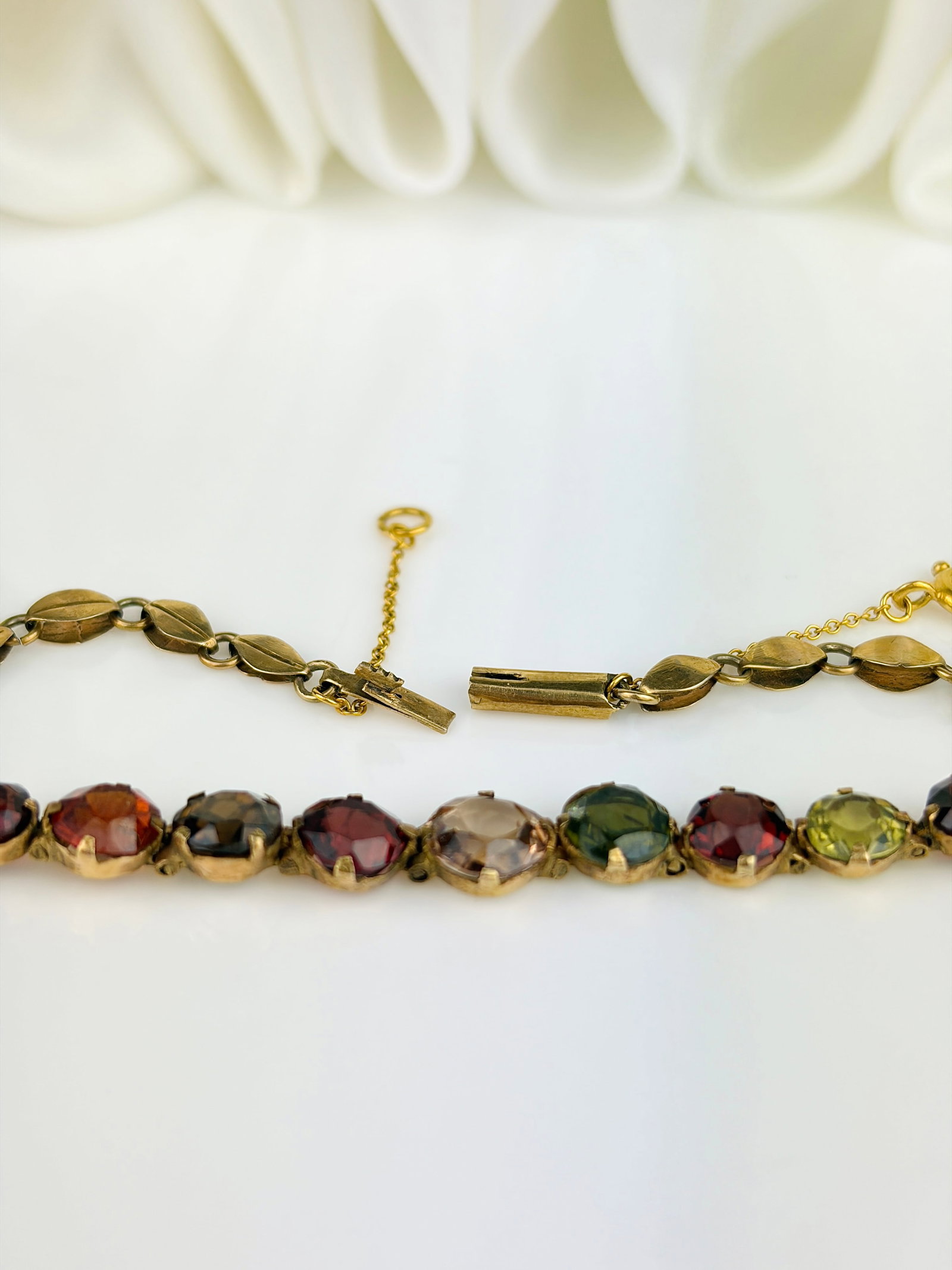 ANTIQUE 9CT YELLOW GOLD MULTIGEM BRACELET - 4
