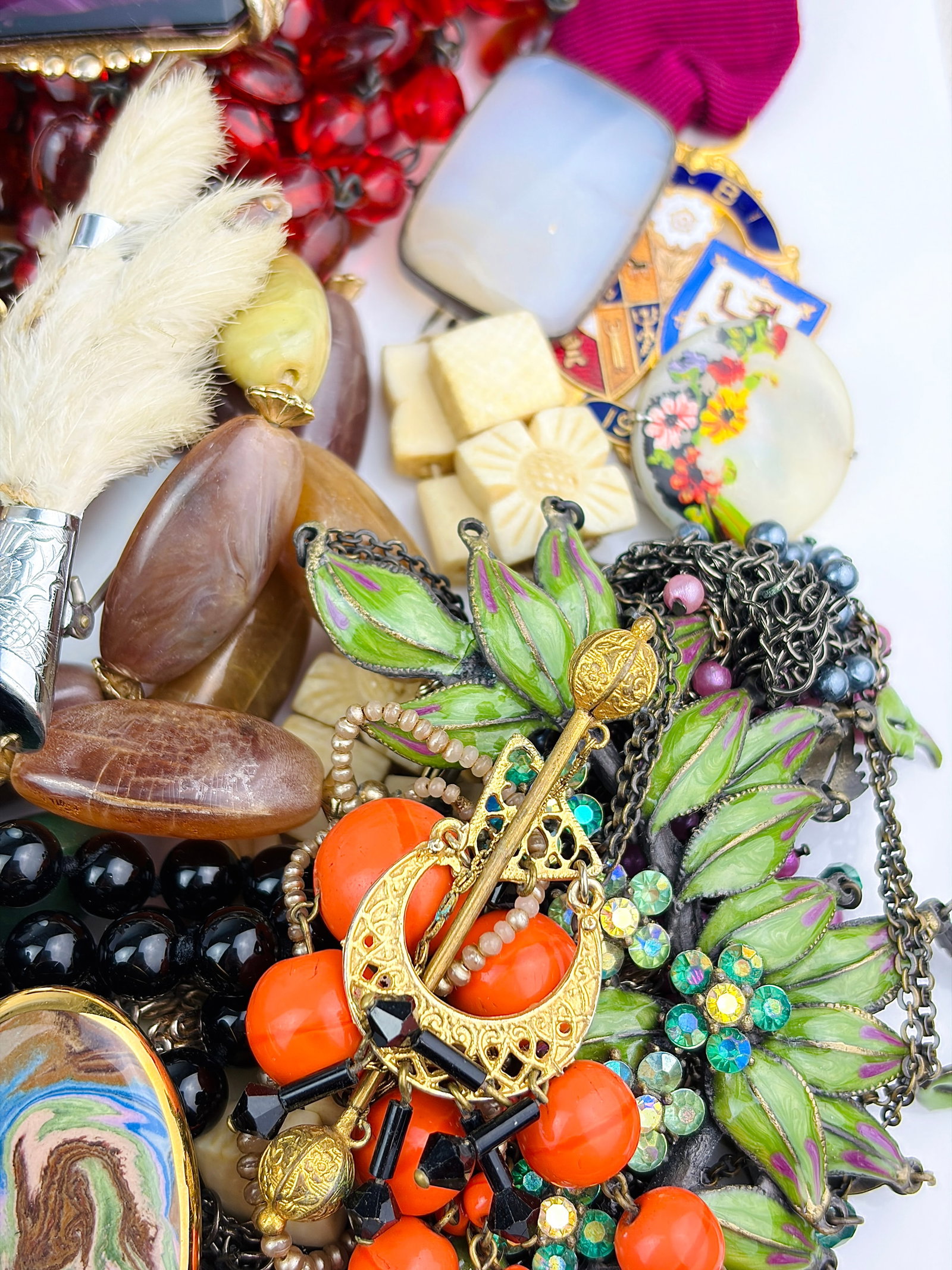MIXED LOT WATCH, BEADED NECKLACES, BROOCHES ETC - 4