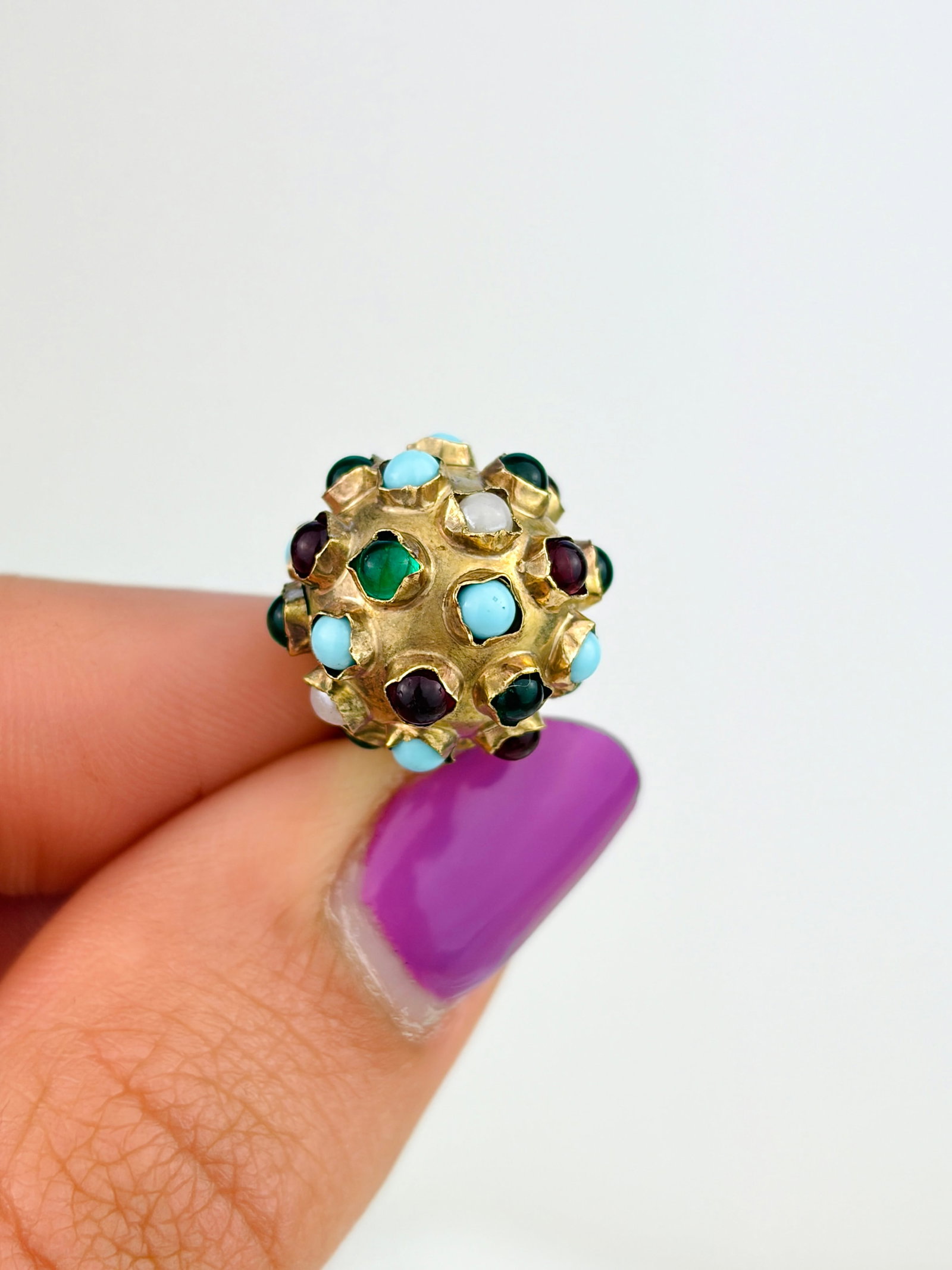 VINTAGE 9CT YELLOW GOLD GEMSET SPUTNIK CHARM/PENDANT - 5