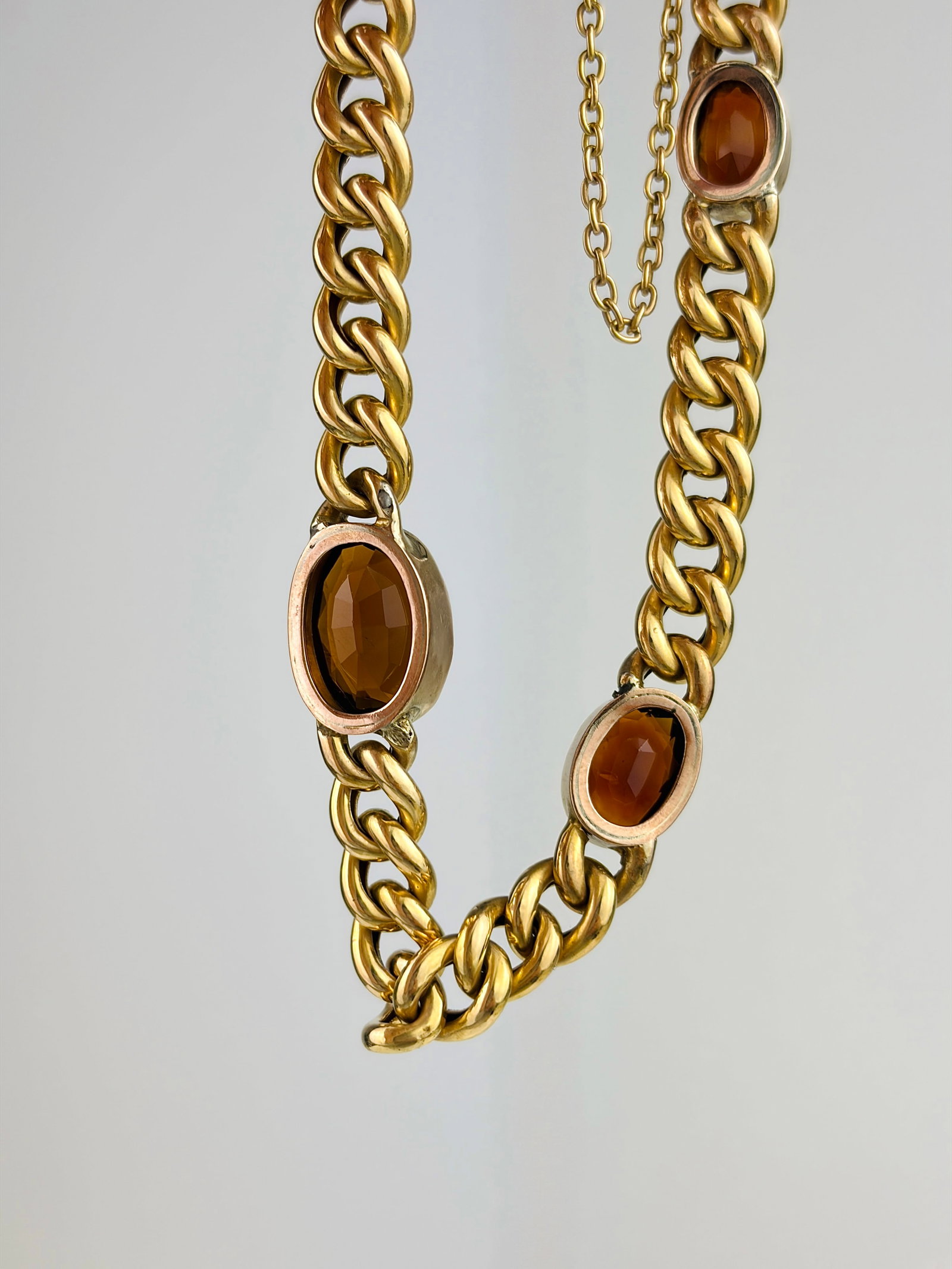 VINTAGE 18CT YELLOW GOLD CITRINE CHAIN BRACELET - 3