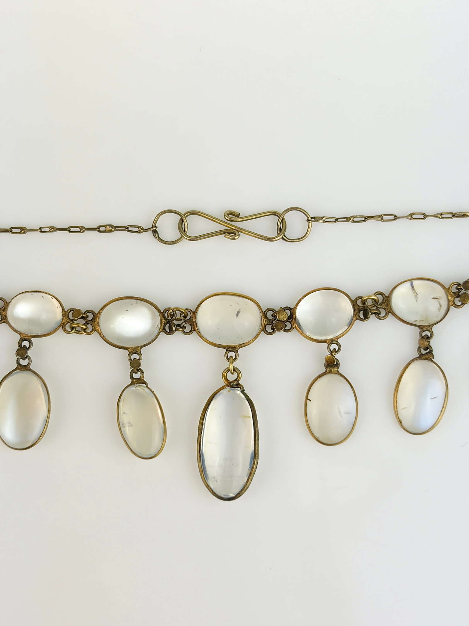 ANTIQUE GOLD MOONSTONE FRINGE NECKLACE - 4