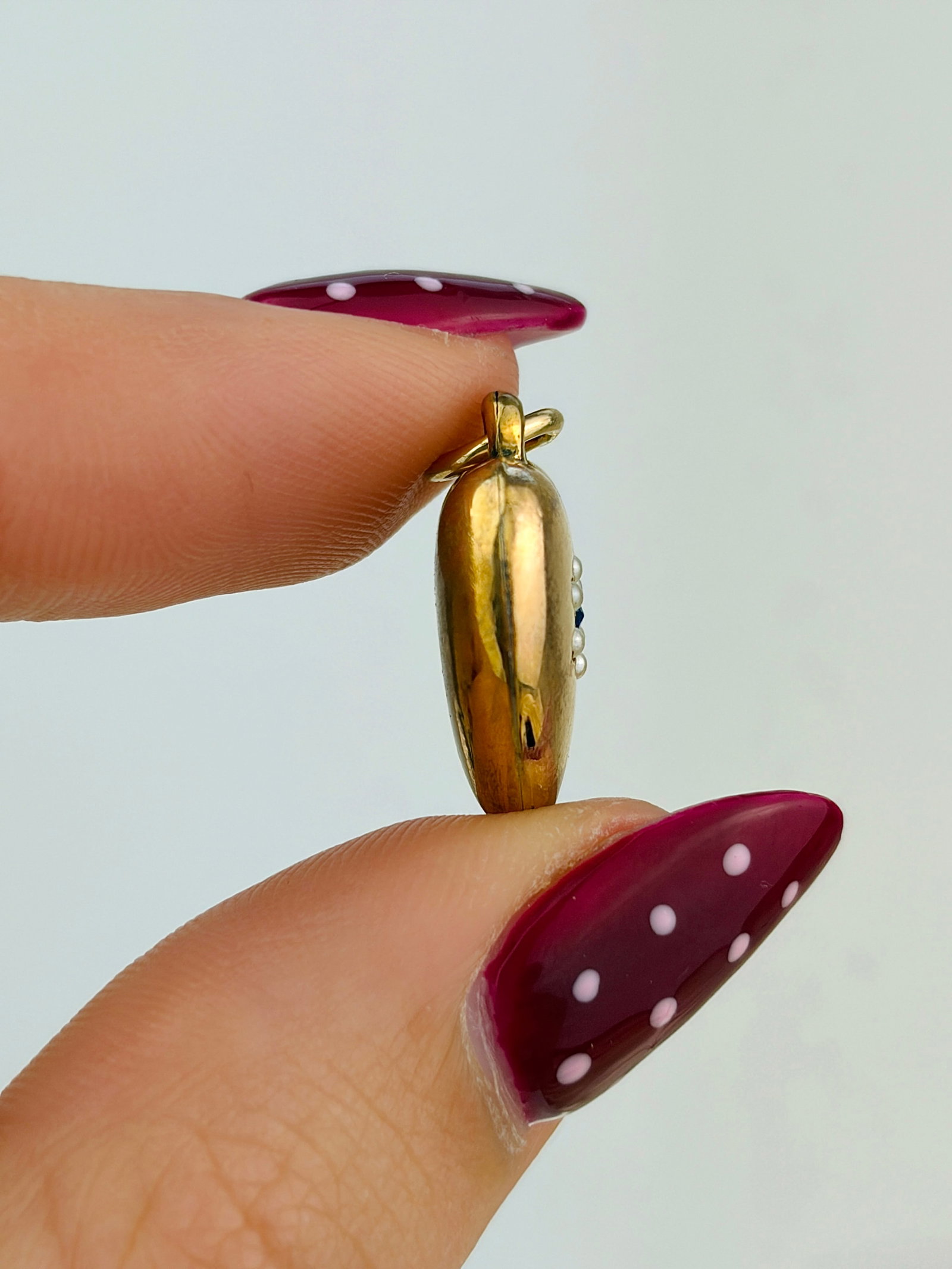 antique pearl and paste heart pendant - 2
