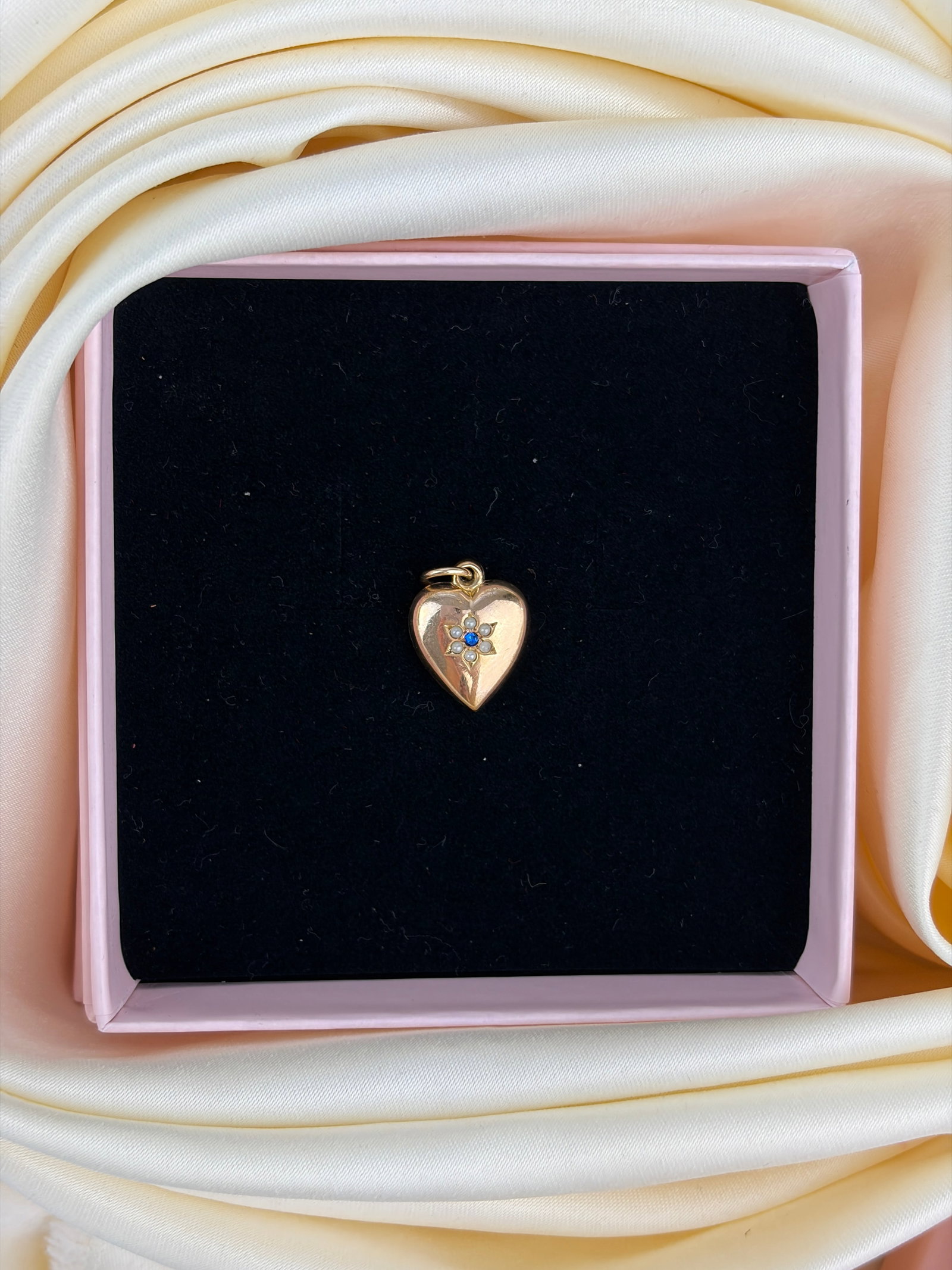 antique pearl and paste heart pendant - 5