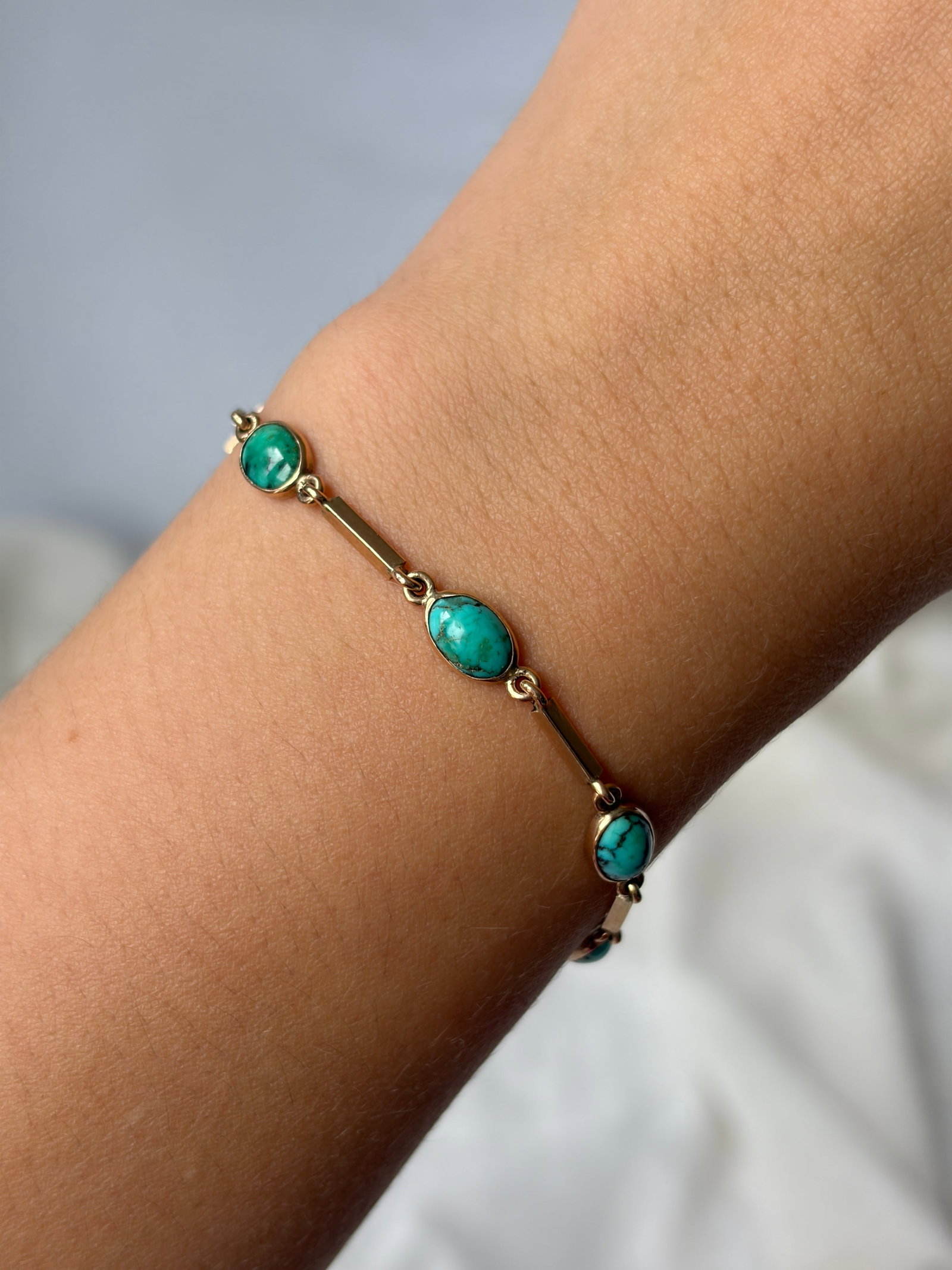 SWEET MATRIX TURQUOISE BRACELET IN 14CT YELLOW GOLD - 7