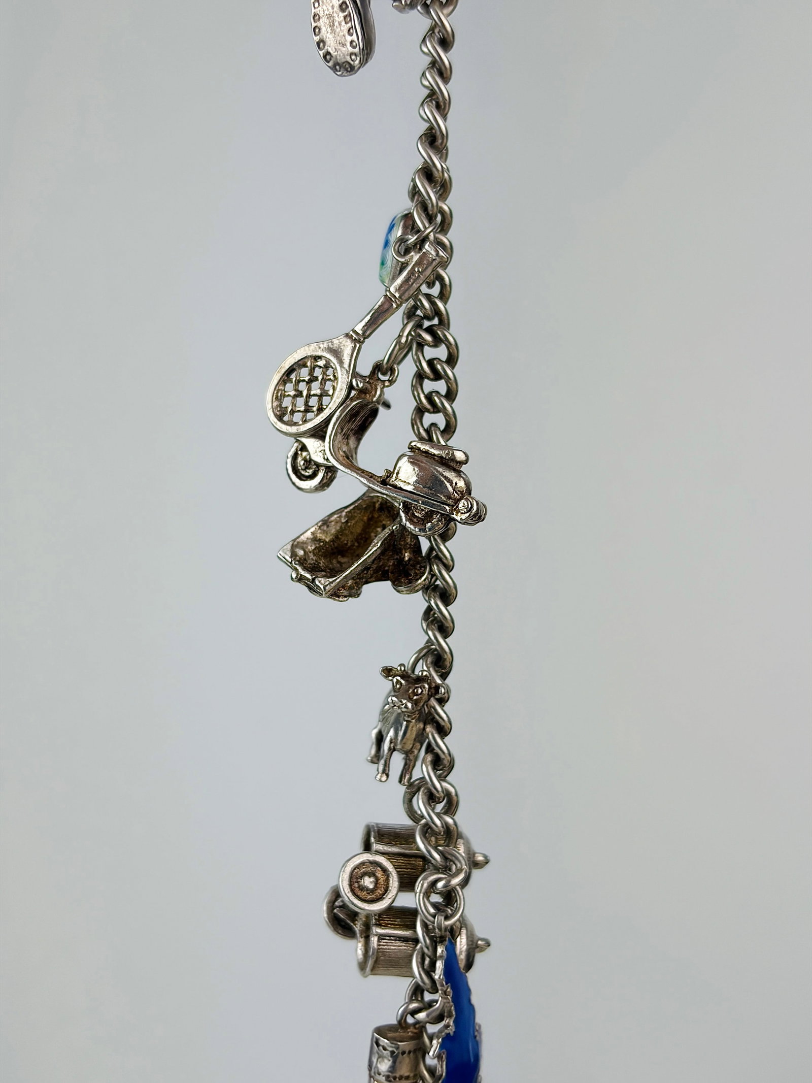 vintage heavy silver charm bracelet - 2