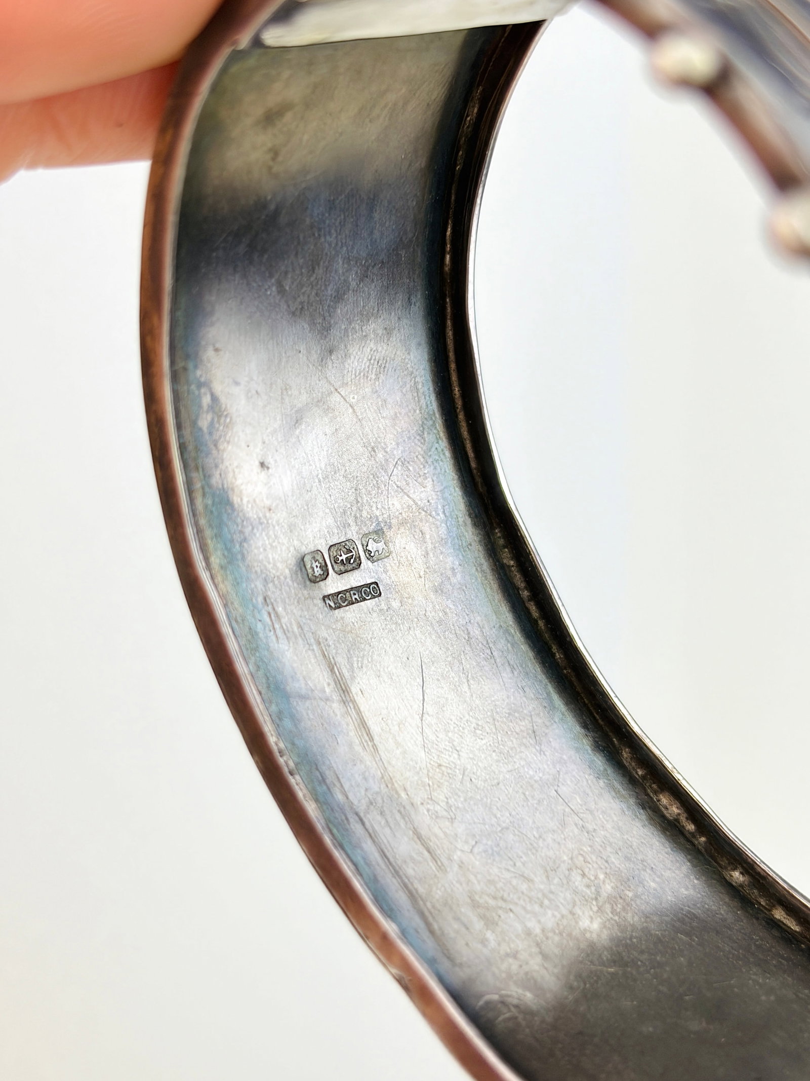 ANTIQUE VICTORIAN SILVER WIDE AESTHETIC BANGLE BRACELET - 4