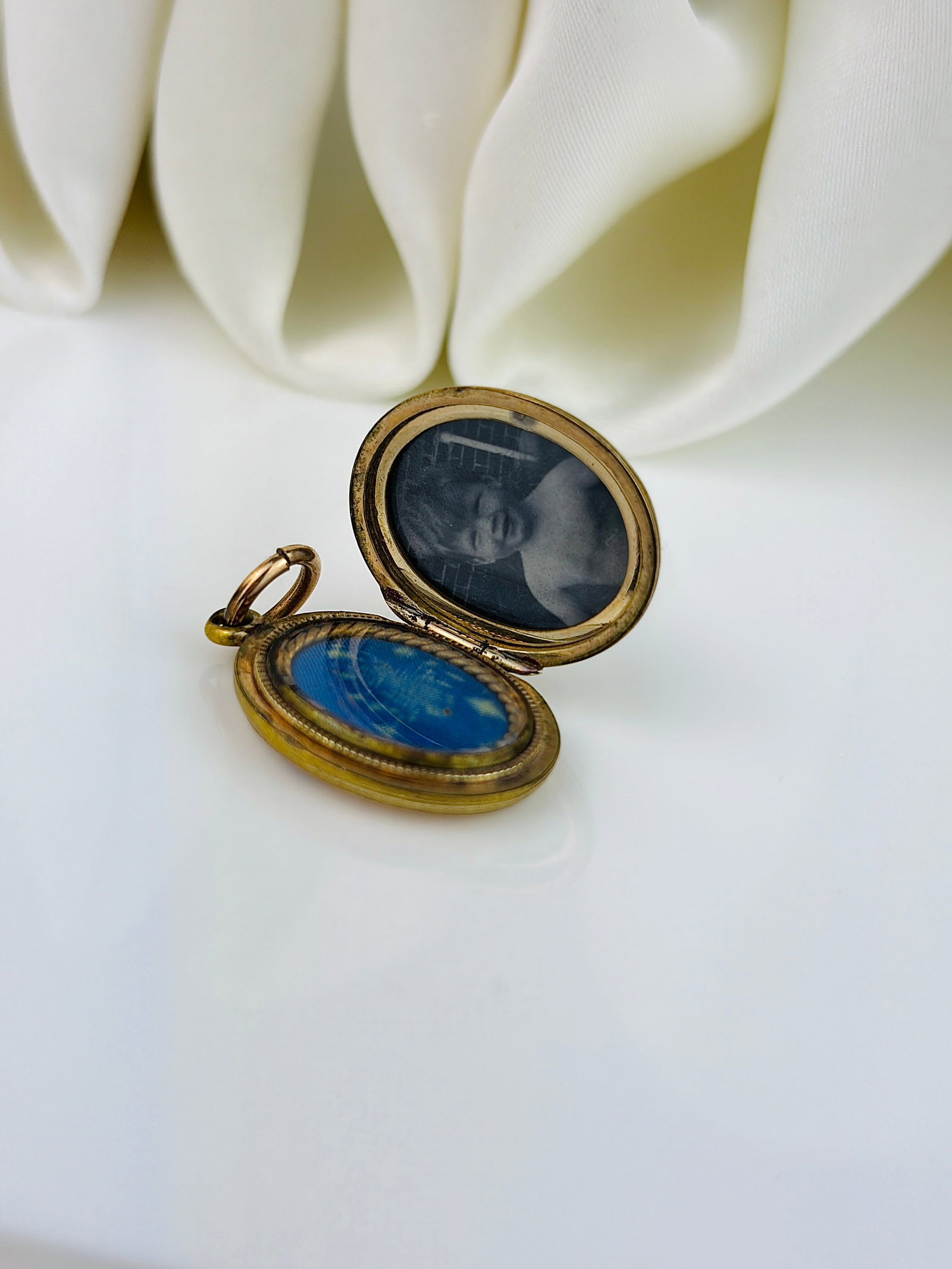 Antique Blue Enamel and Gold Cross Opening Locket Pendant - 5