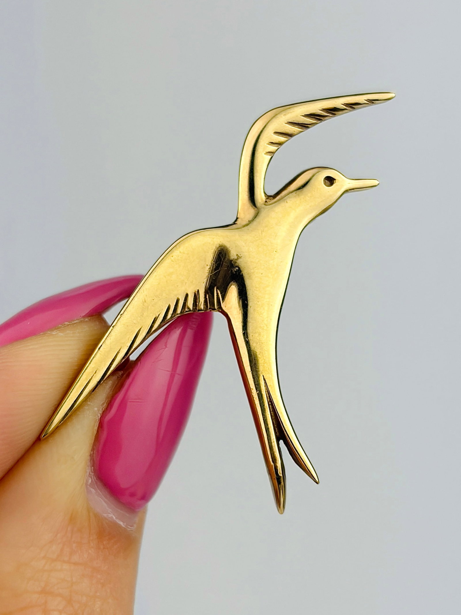 VINTAGE c.1985 9CT YELLOW GOLD BIRD BROOCH (1 of 5)