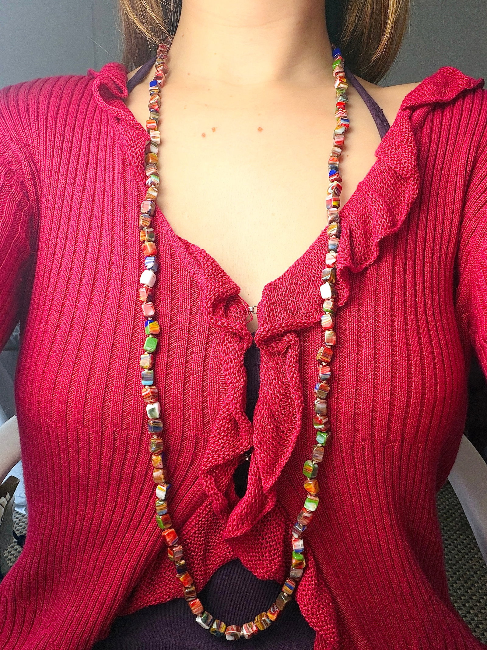 LONG AGATE BEADED NECKLACE WITH CLASP - 4