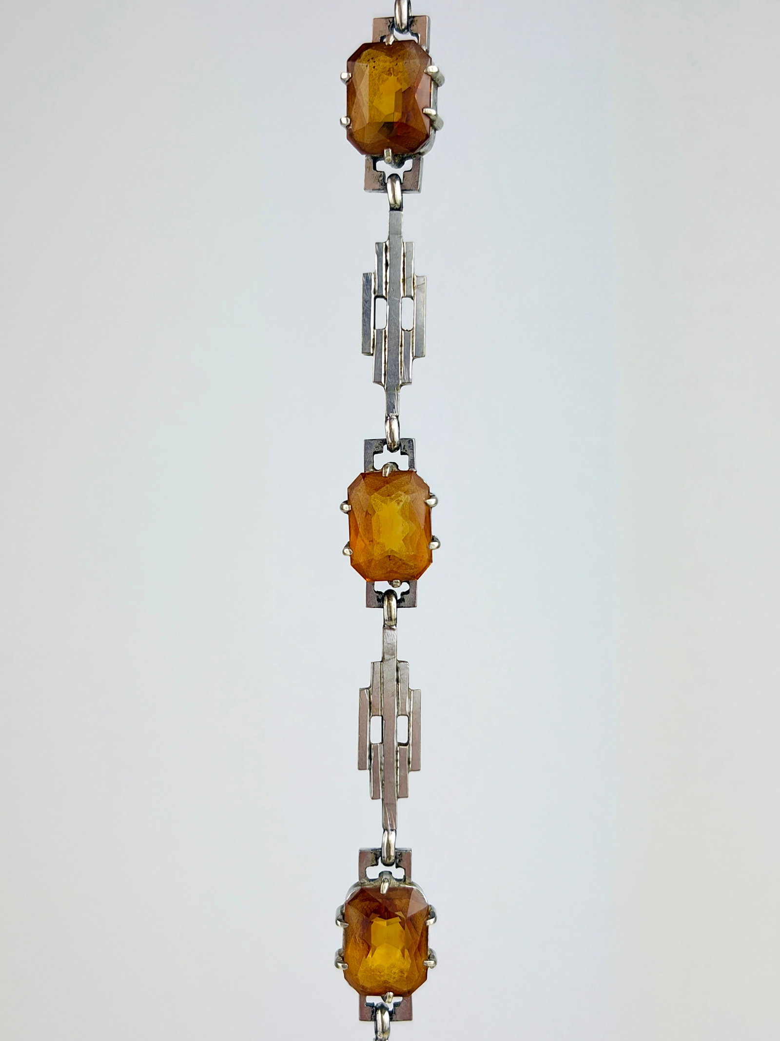 ART DECO ERA 9CT WHITE GOLD AND CITRINE BRACELET - 6