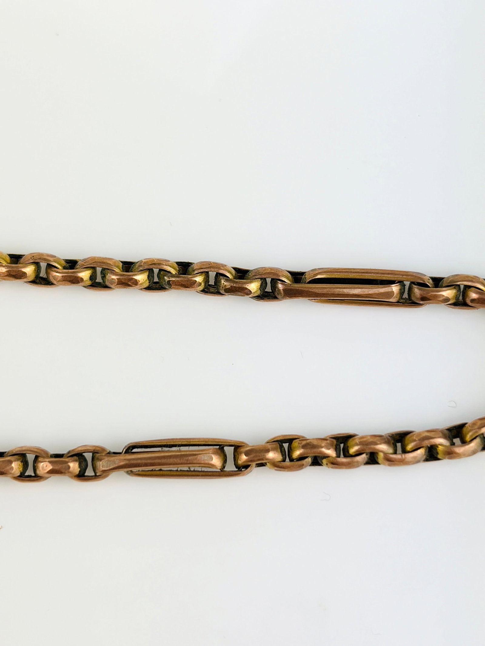 ANTIQUE 9CT GOLD DOUBLE ALBERT CHAIN WITH TBAR AND DOGCLIPS - 4