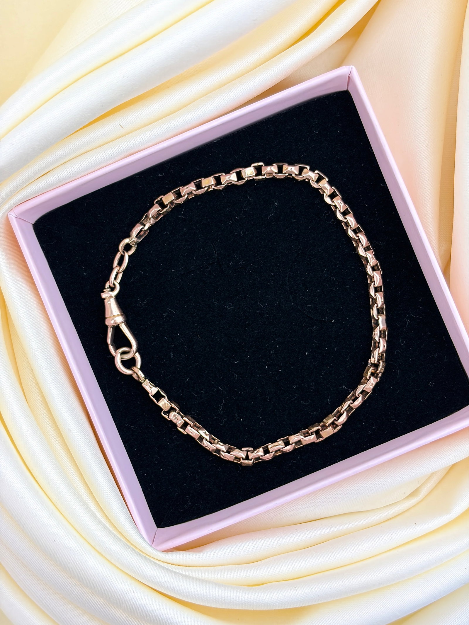 ANTIQUE 9CT GOLD BRACELET / CHAIN EXTENDER WITH DOGCLIP - 7