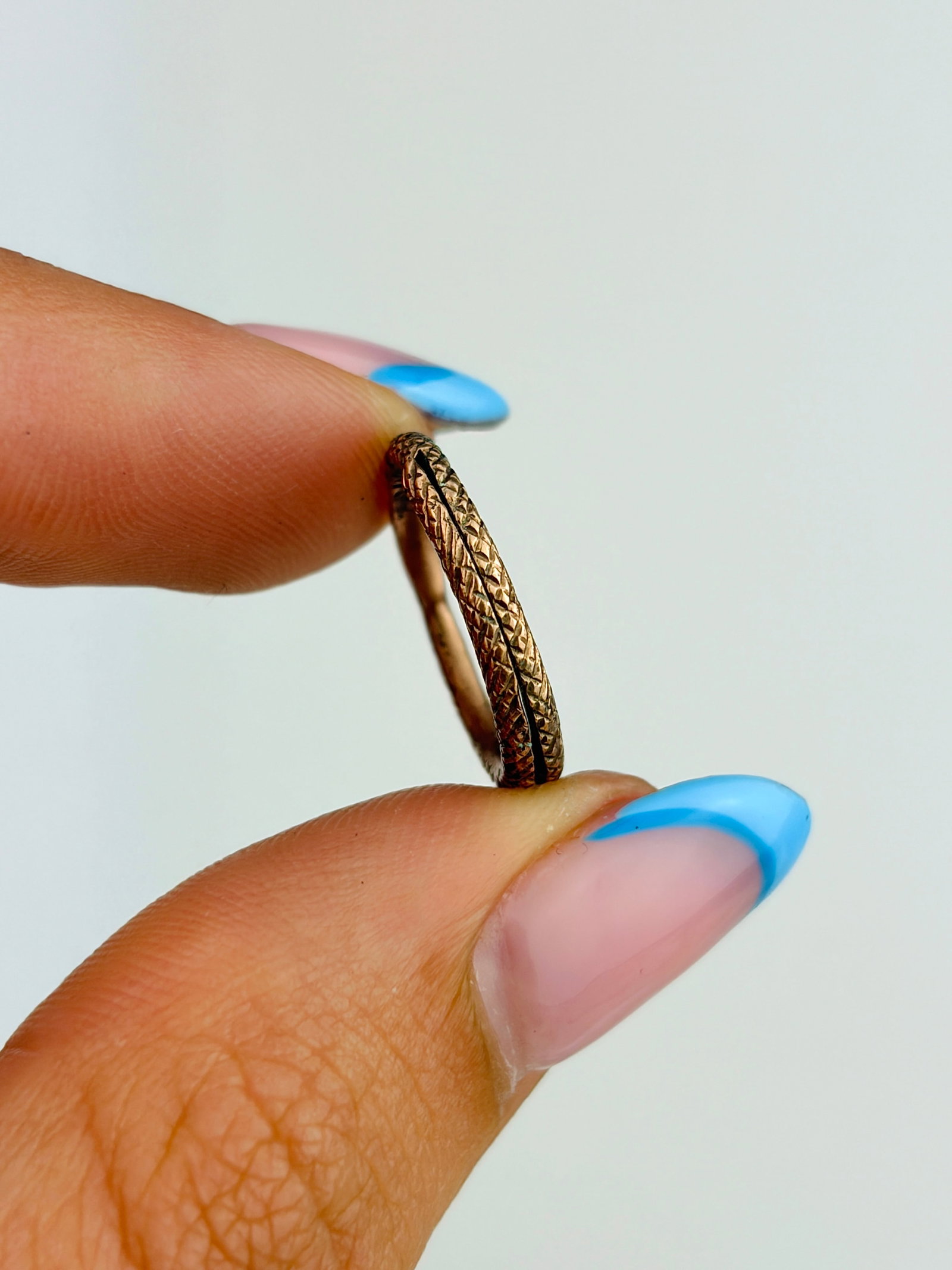 WONDERFUL 14CT GOLD OUROBOROS SNAKE SPLIT RING - 3