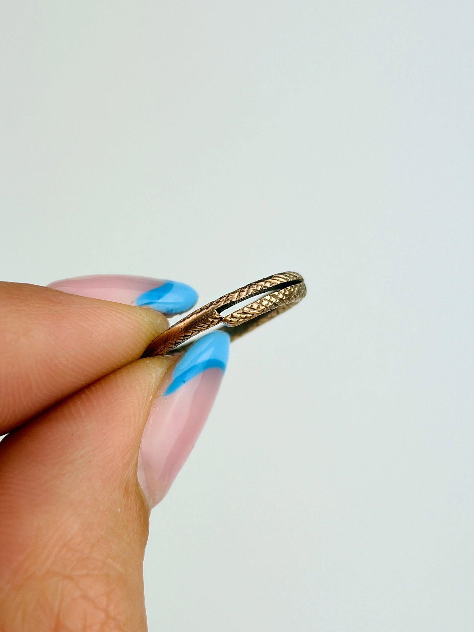 WONDERFUL 14CT GOLD OUROBOROS SNAKE SPLIT RING - 4