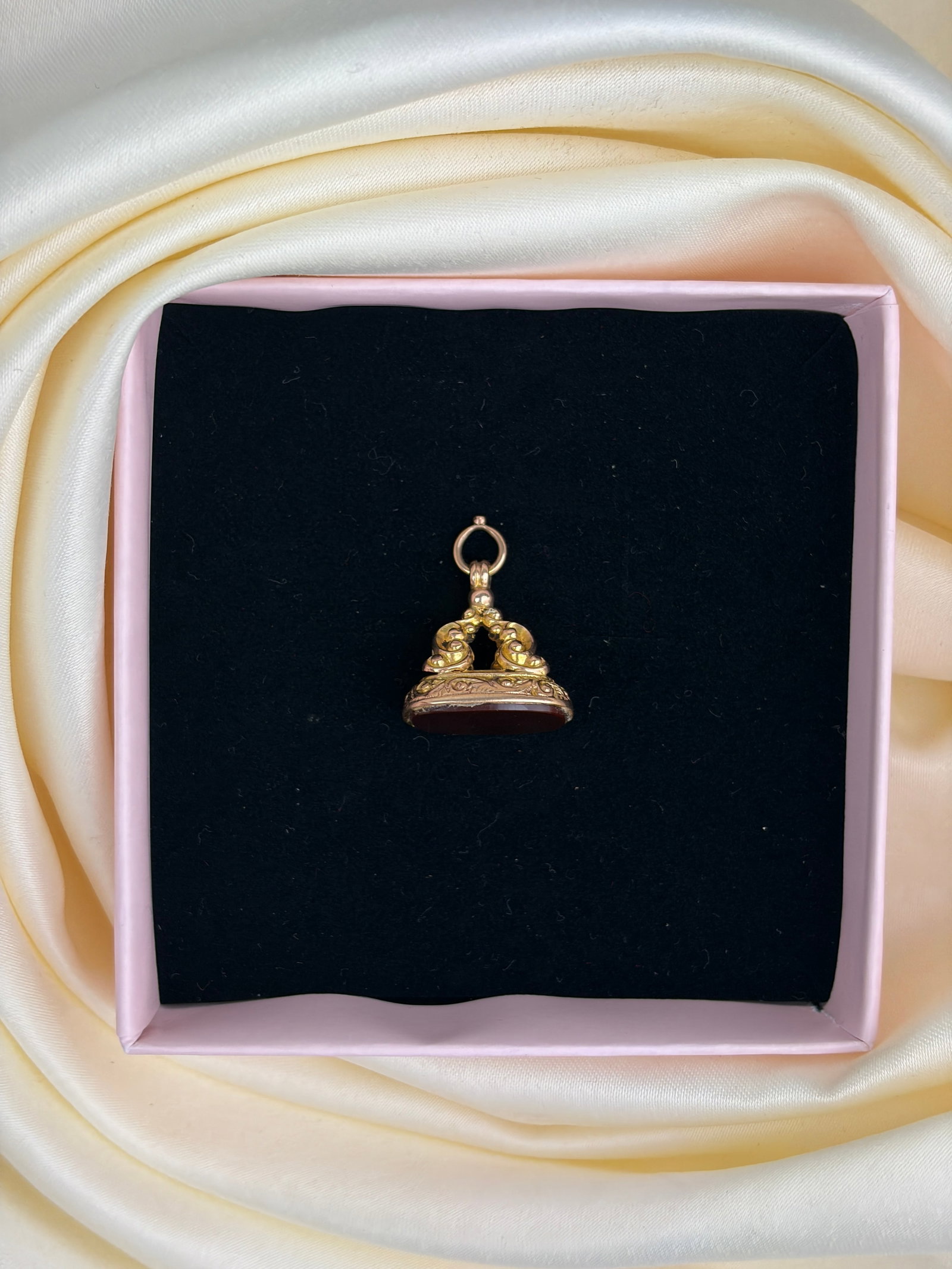 antique 9ct gold fob seal pendant - 5