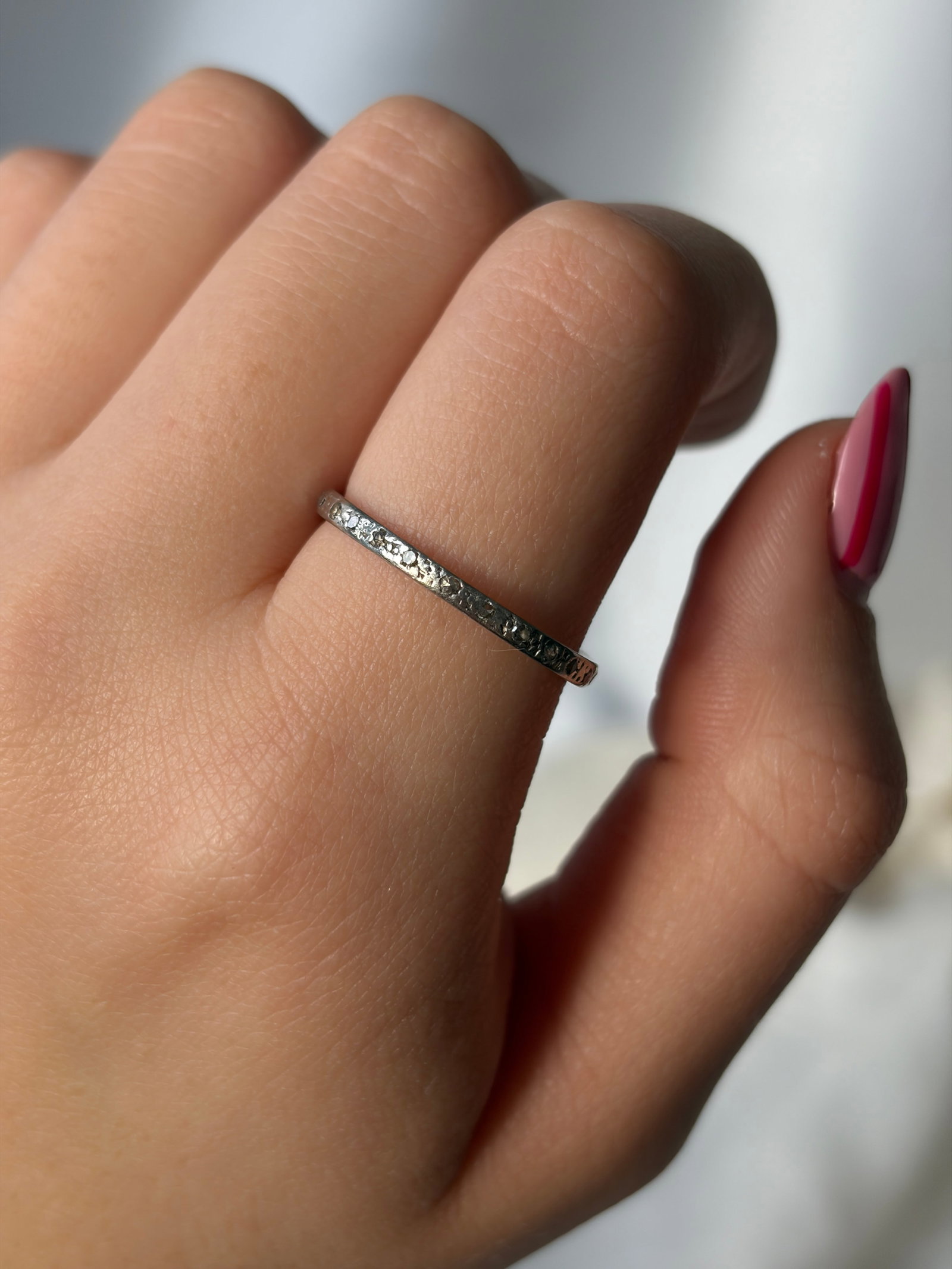vintage 18ct white gold diamond full eternity band ring - 8