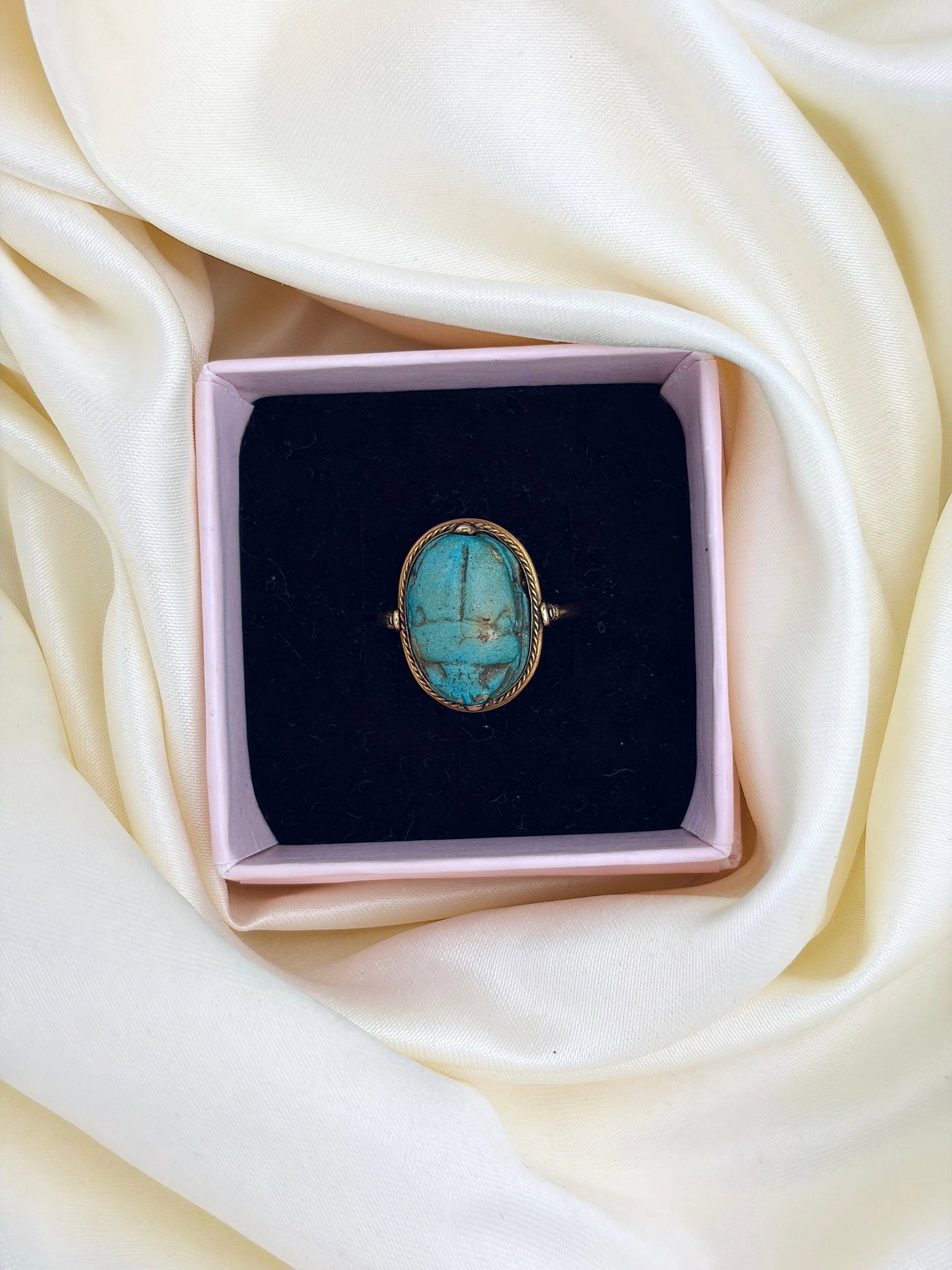 ANTIQUE 18CT YELLOW GOLD EGYPTIAN REVIVAL SWIVEL SCARAB RING - 10
