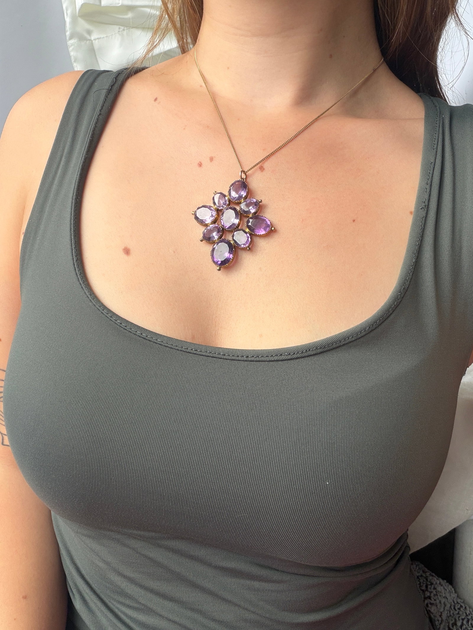 ANTIQUE VICTORIAN LARGE GOLD AMETHYST PENDANT IN ORIGINAL FITTED BOX - 9