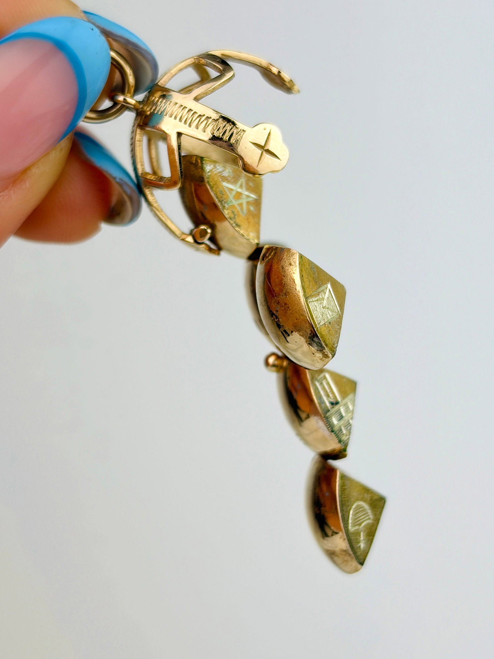 Rare Masonic Orb/Cross Opening Pendant in Gold and Silver - 4
