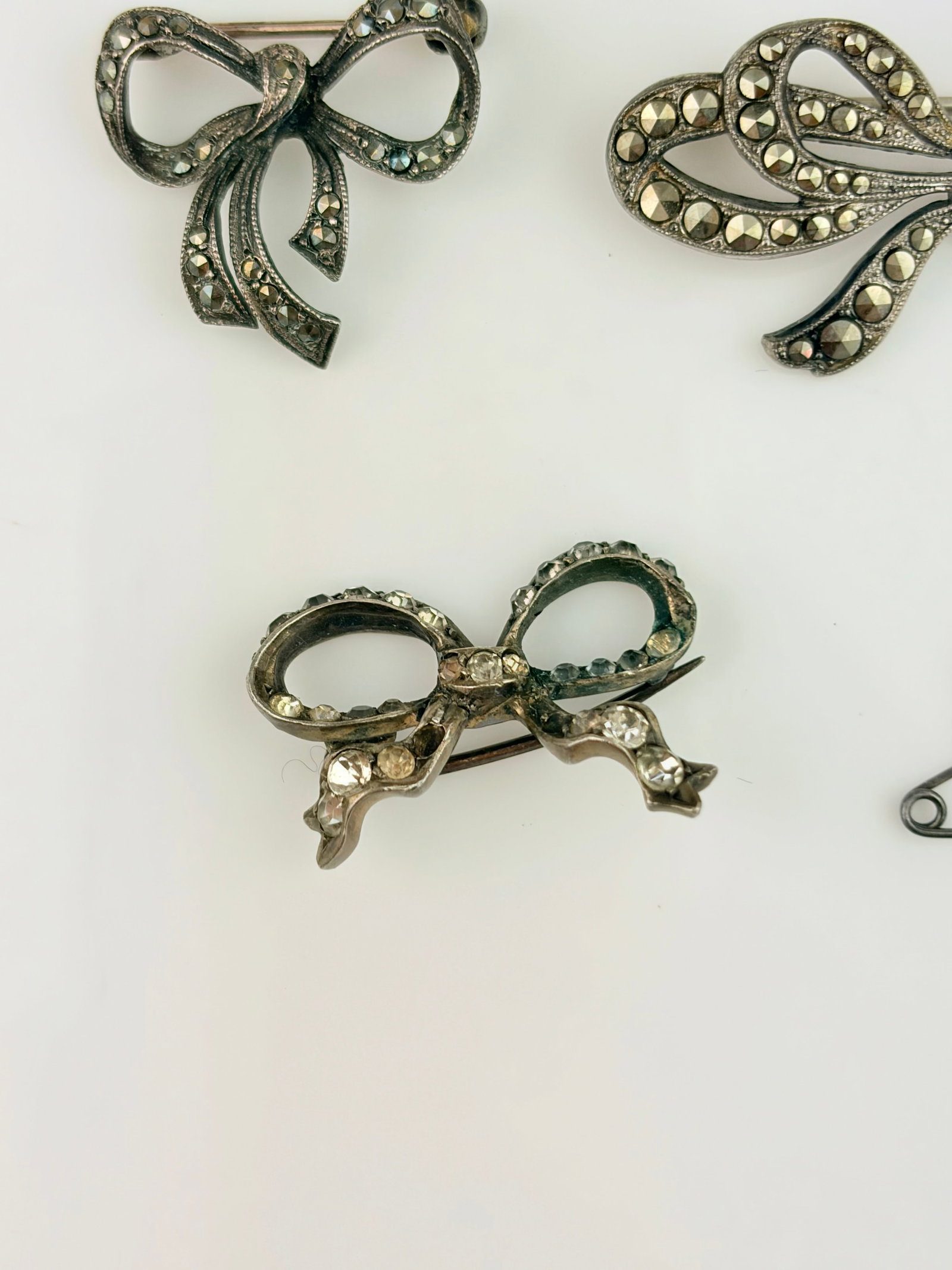Mixed Lot - Antique Rose Cut Diamond Brooch, Marcasite Brooch etc - 2