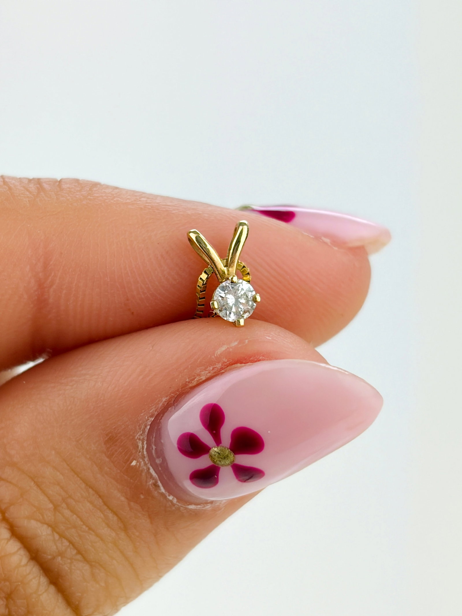 SWEETEST 14CT YELLOW GOLD DIAMOND CHARM ON BOX LINK CHAIN - 5