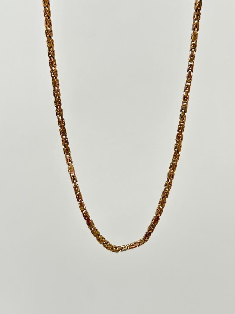 Antique Vintage 9ct Gold Ornate Link Chain Necklace - 4