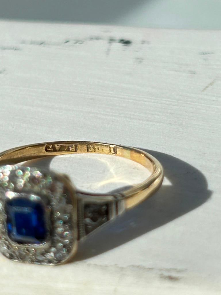 *Edwardian Sapphire and Diamond 18 Carat Gold Cluster Ring - 4
