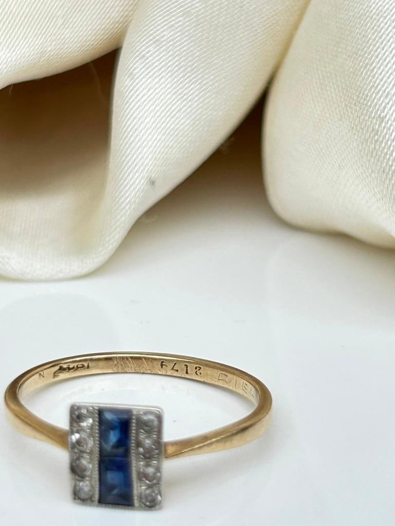 Antique 18ct Yellow Gold Sapphire and Diamond Ring - 6