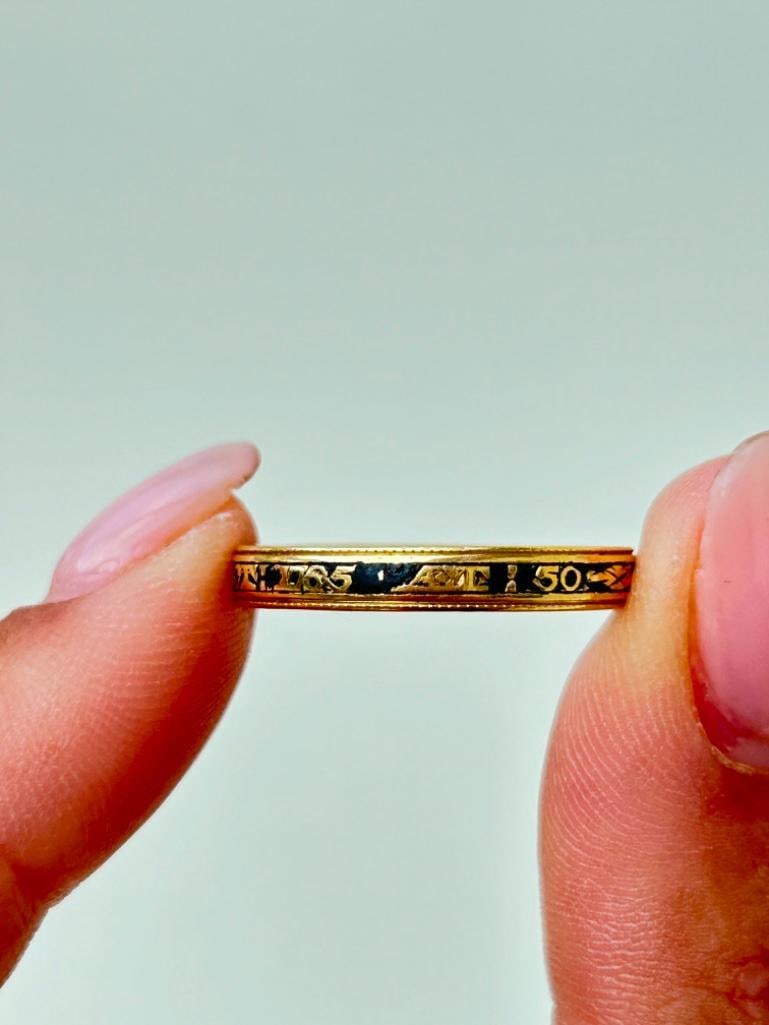 Heavy 18ct Yellow Gold Black Enamel Mourning Band c1785 - 4
