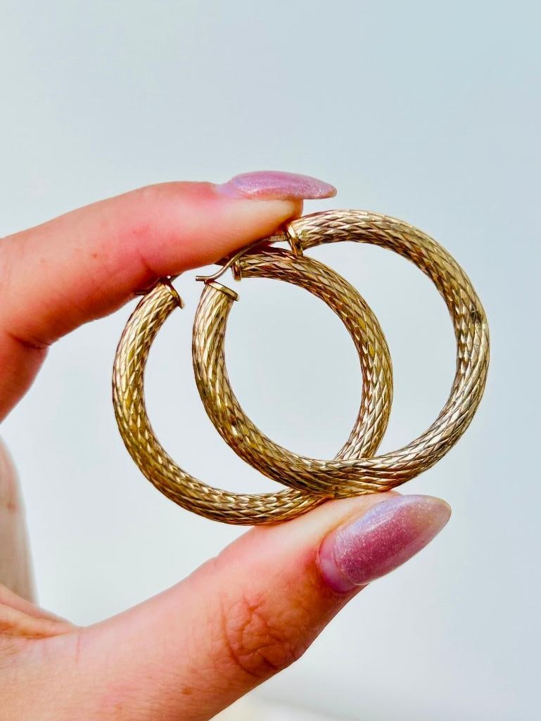 Huge 9ct Gold Hoop Earrings - 6
