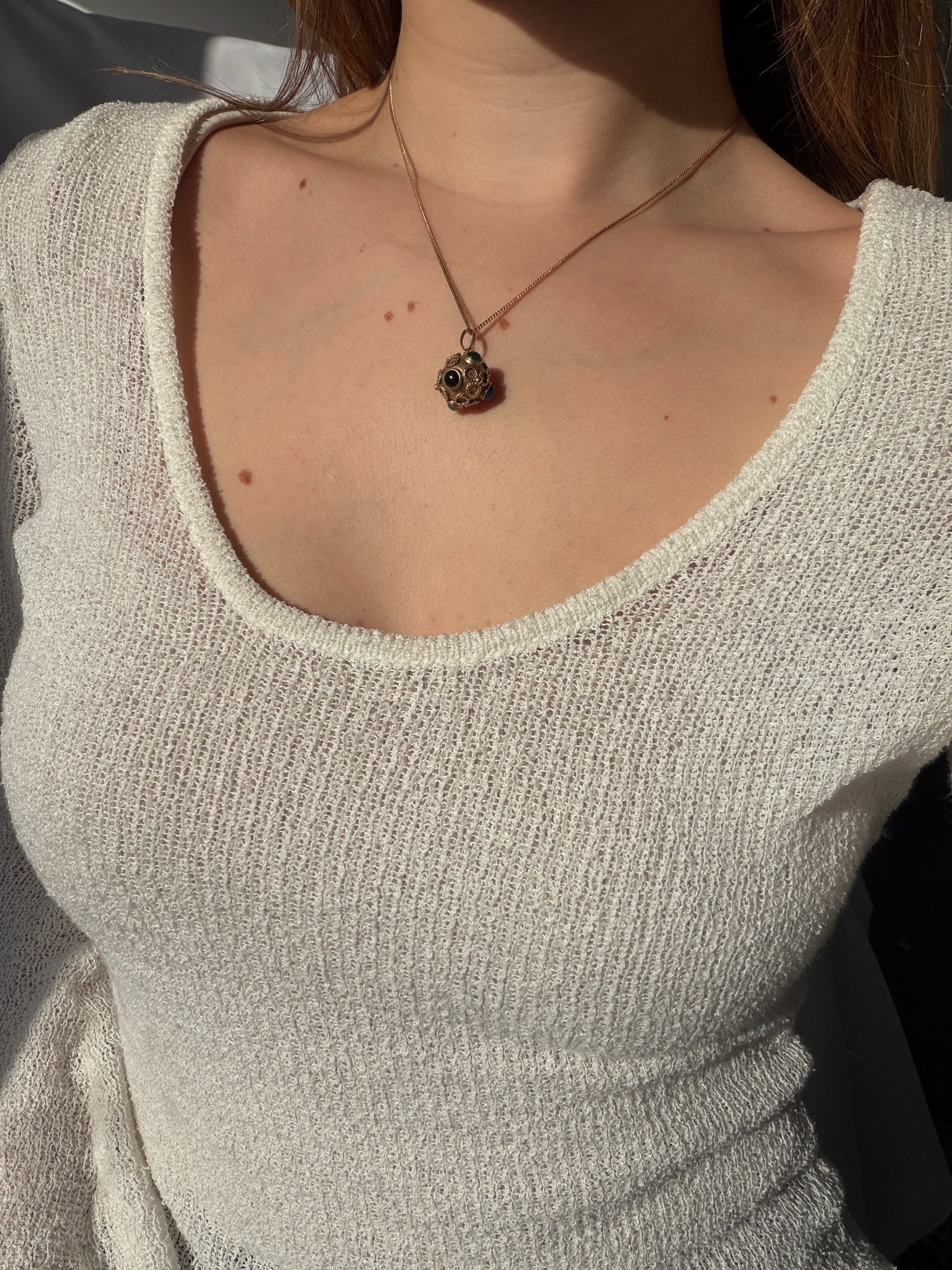 ANTIQUE 18CT YELLOW GOLD GEMSET ORB SPUTNIK PENDANT - 3