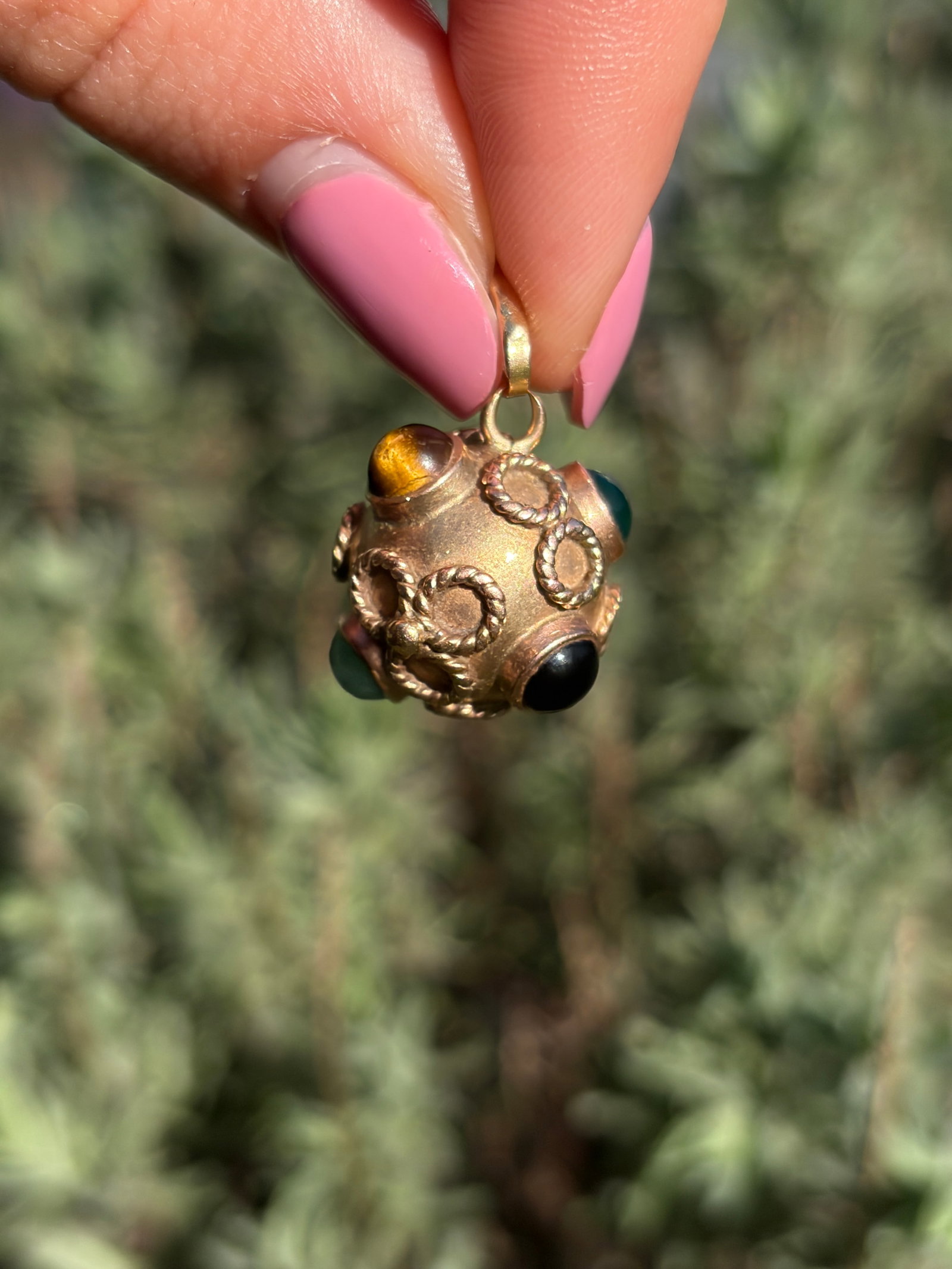 ANTIQUE 18CT YELLOW GOLD GEMSET ORB SPUTNIK PENDANT - 4